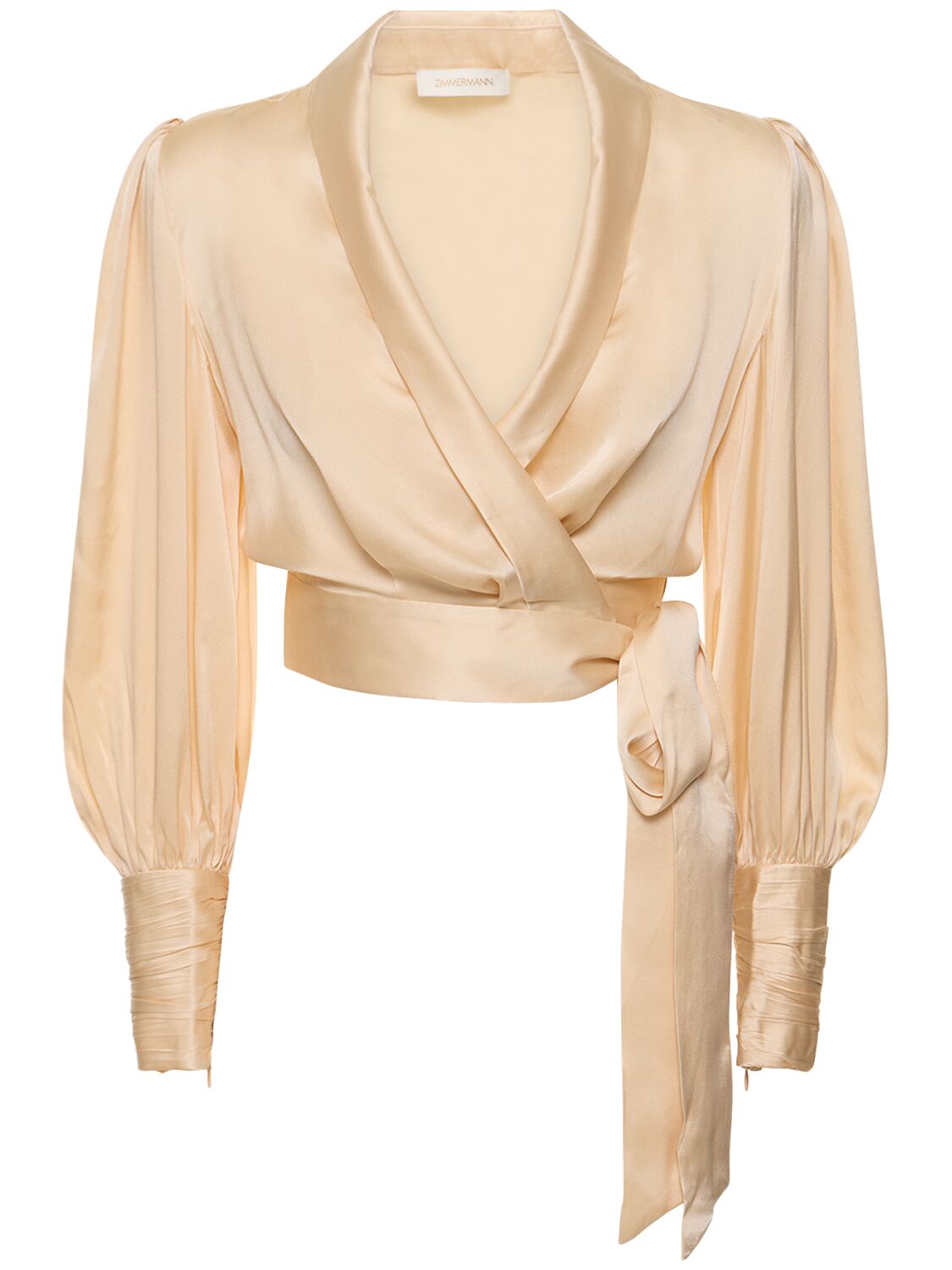 Shop Zimmermann Silk Satin Wrap Top In Yellow