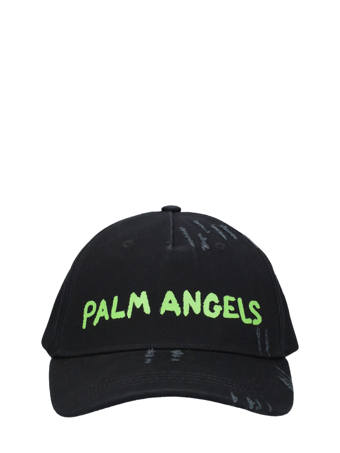 Palm Angels Seasonal Logo Cotton Baseball Cap In Black,green