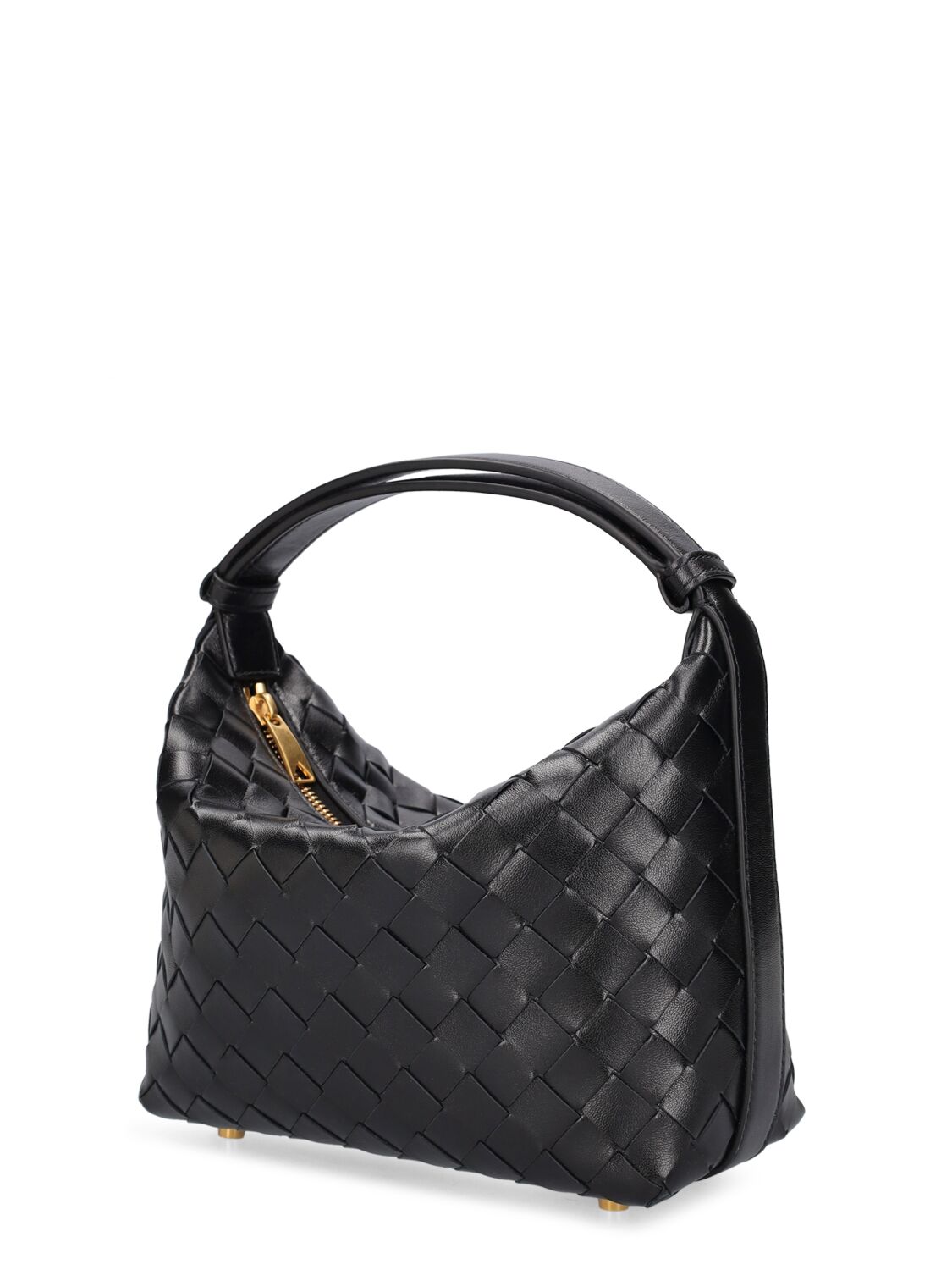 Shop Bottega Veneta Mini Wallace Leather Shoulder Bag In Black