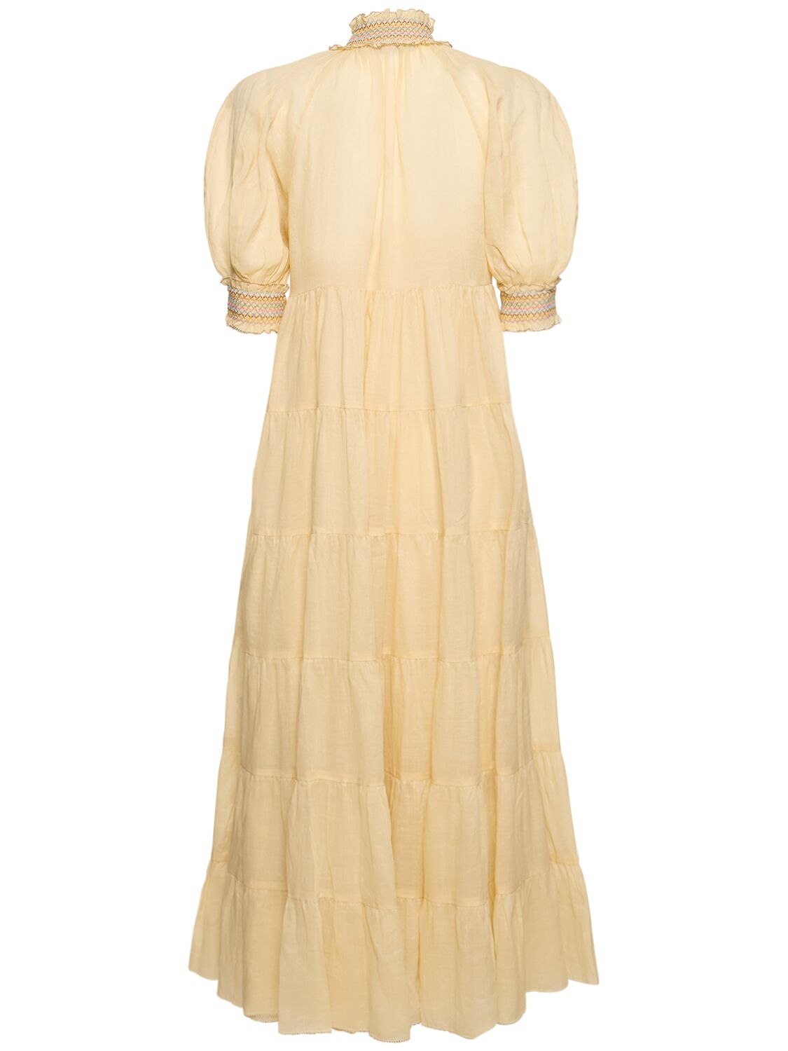 Shop Zimmermann Junie Swing Tiered Ramie Maxi Dress In White