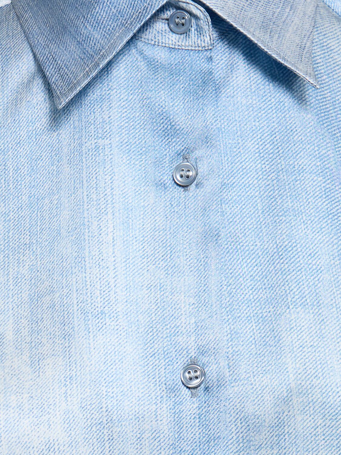 Shop Ermanno Scervino Silk Satin Shirt In Light Blue