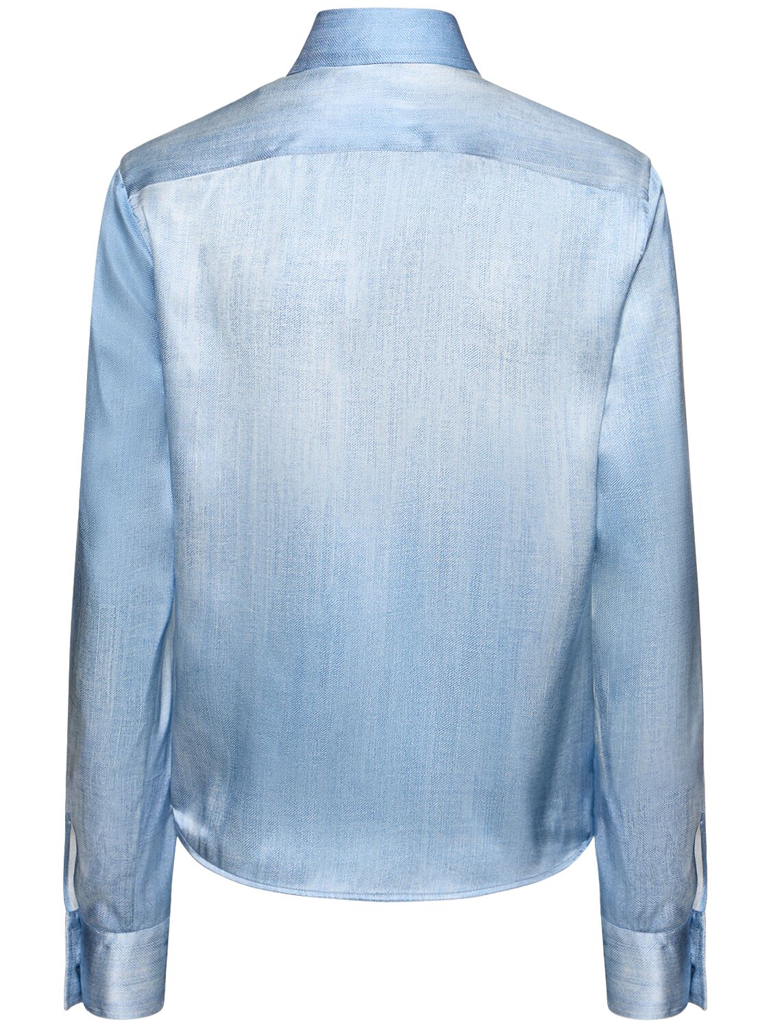 Shop Ermanno Scervino Silk Satin Shirt In Light Blue