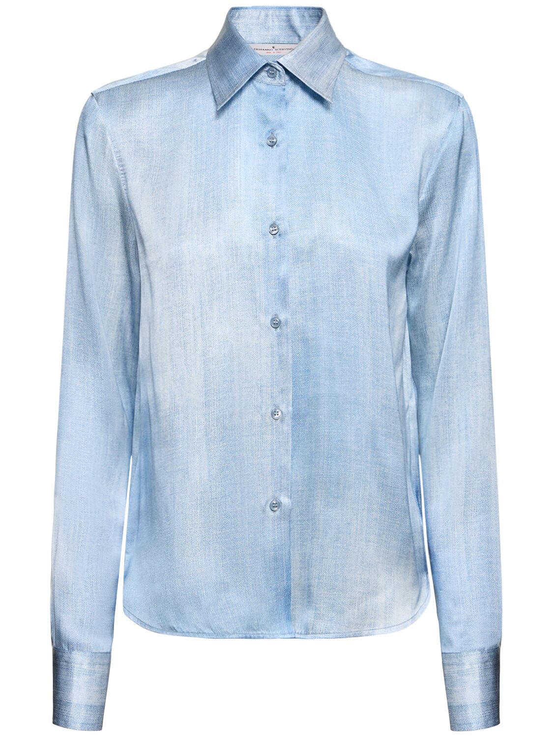 Ermanno Scervino Silk Satin Shirt In Light Blue