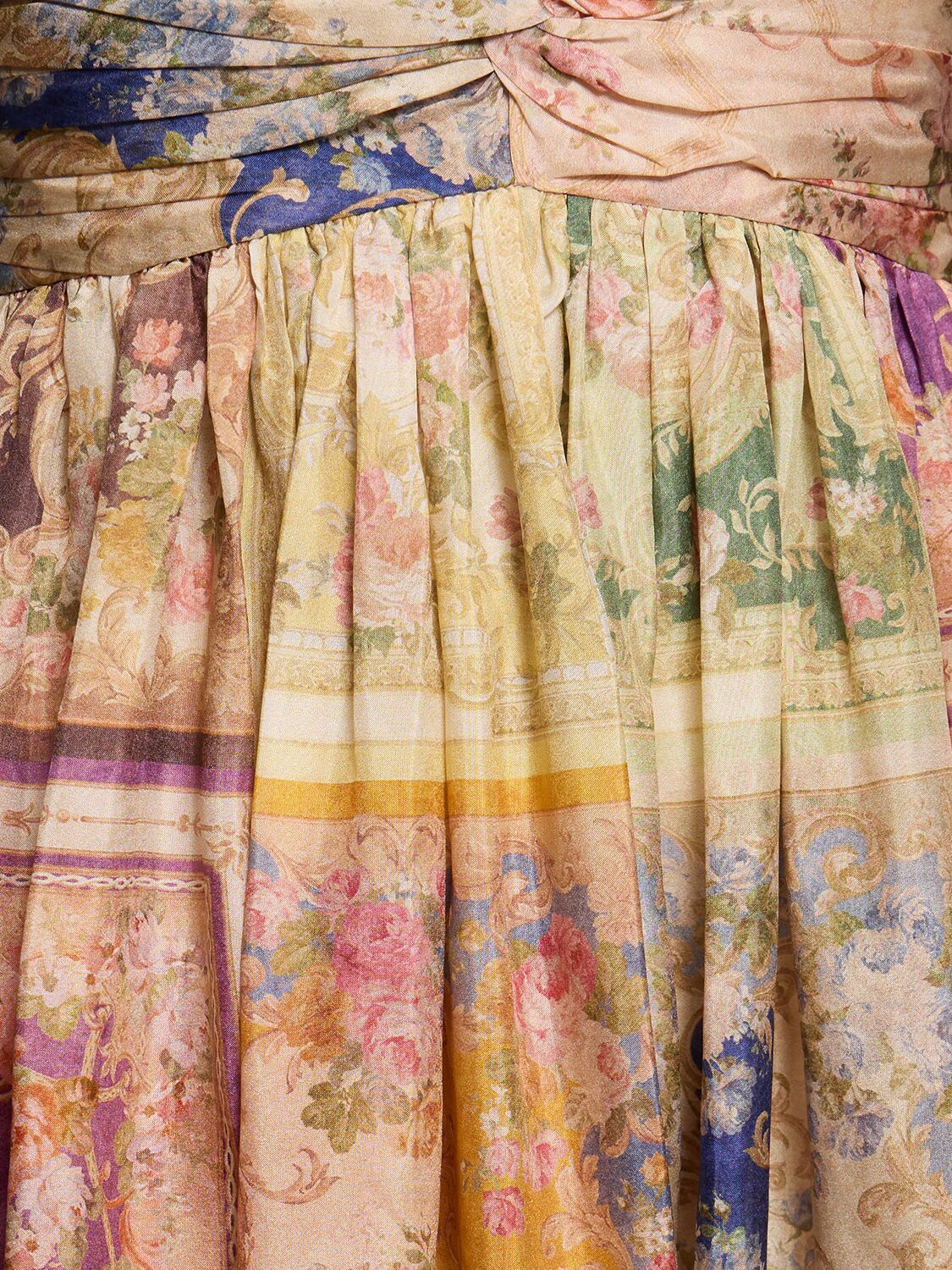 Shop Zimmermann August Tie-front Silk Midi Dress In Multicolor