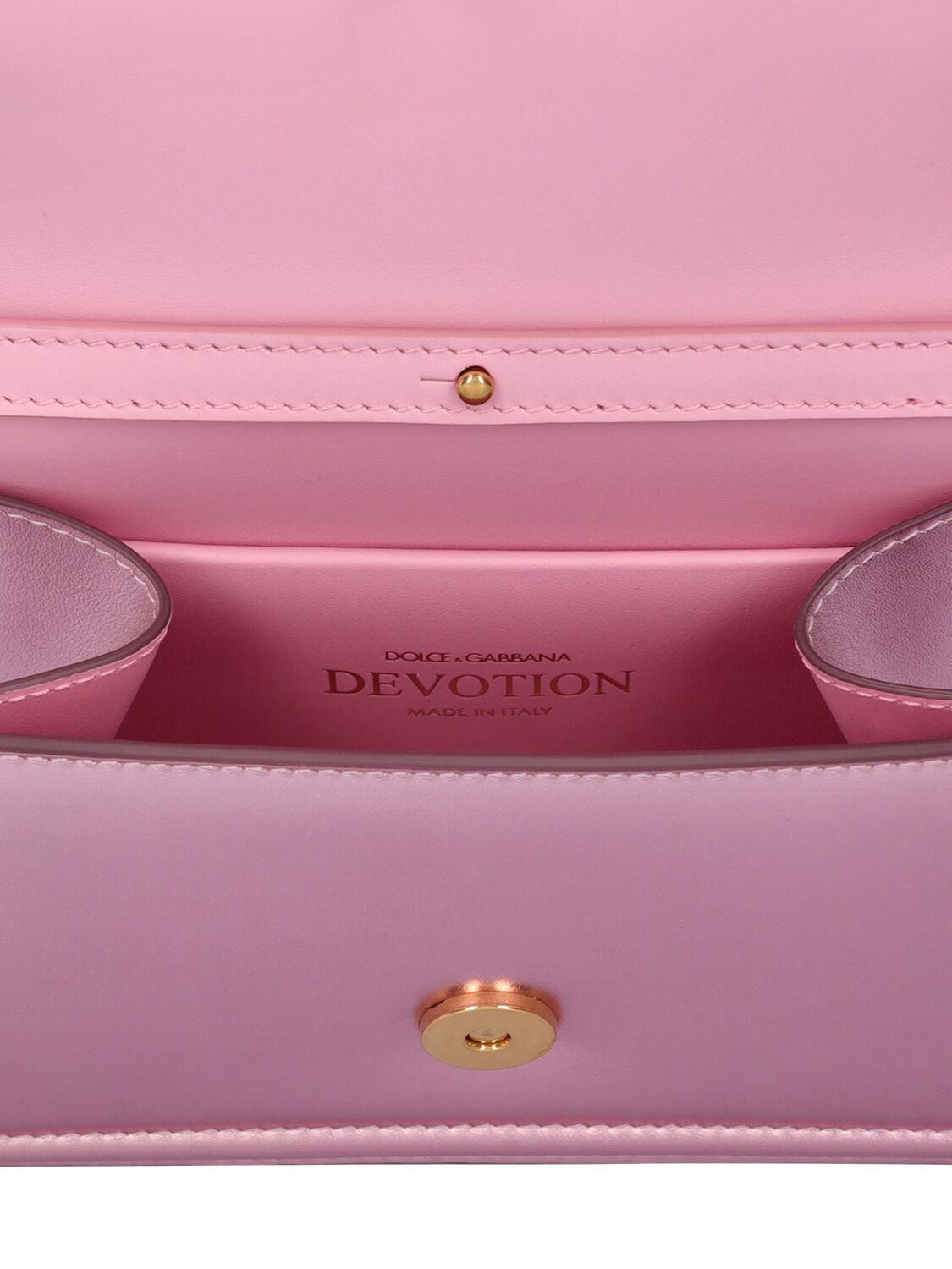 Shop Dolce & Gabbana Mini Devotion Laminated Top Handle Bag In Pink