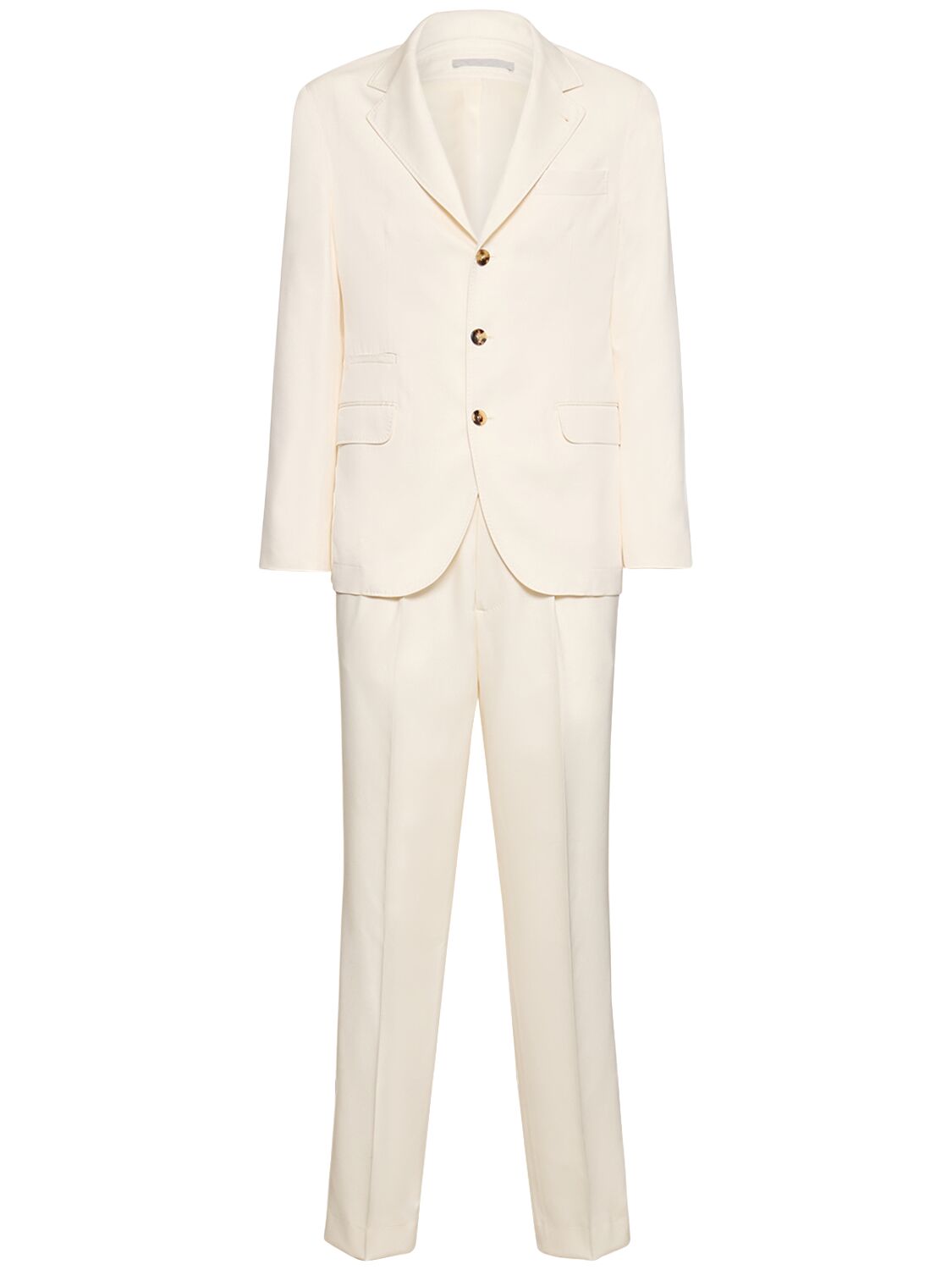 Brunello Cucinelli Silk Single Breasted Suit In Off White