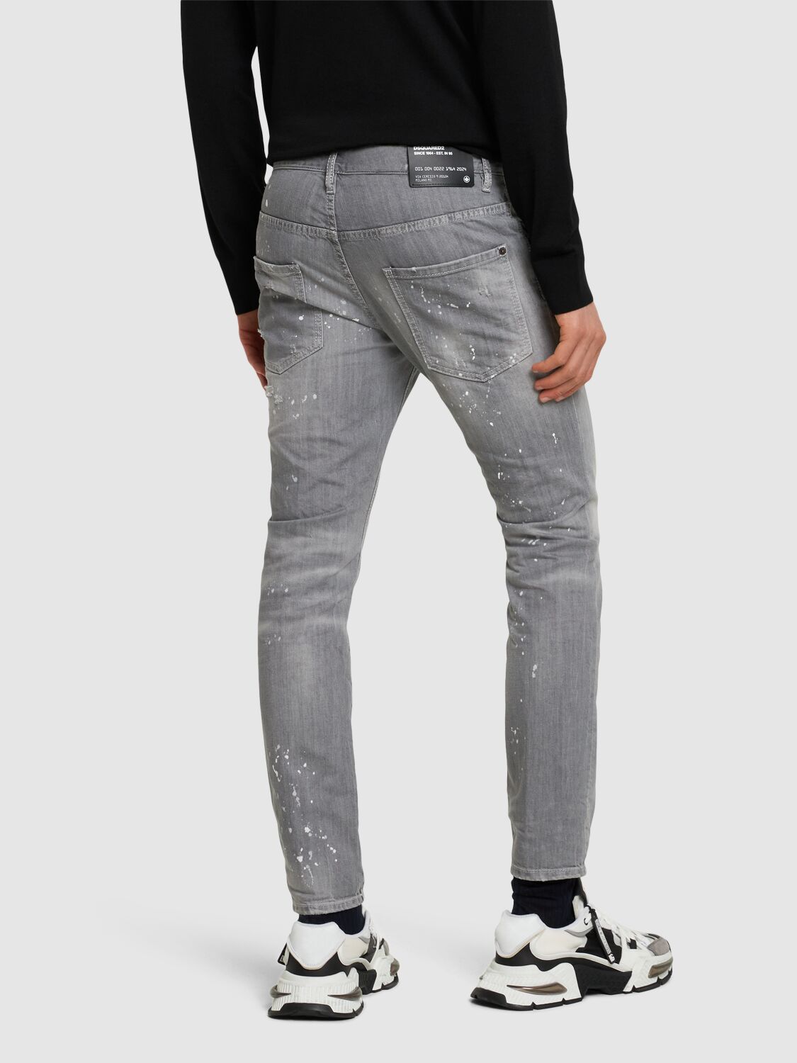 Shop Dsquared2 Skater Stretch Cotton Denim Jeans In Grey