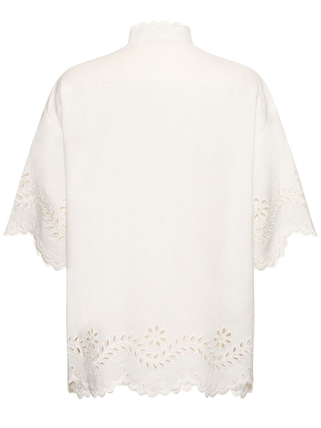 Shop Zimmermann Junie Embroidered Cotton Shirt In Ivory
