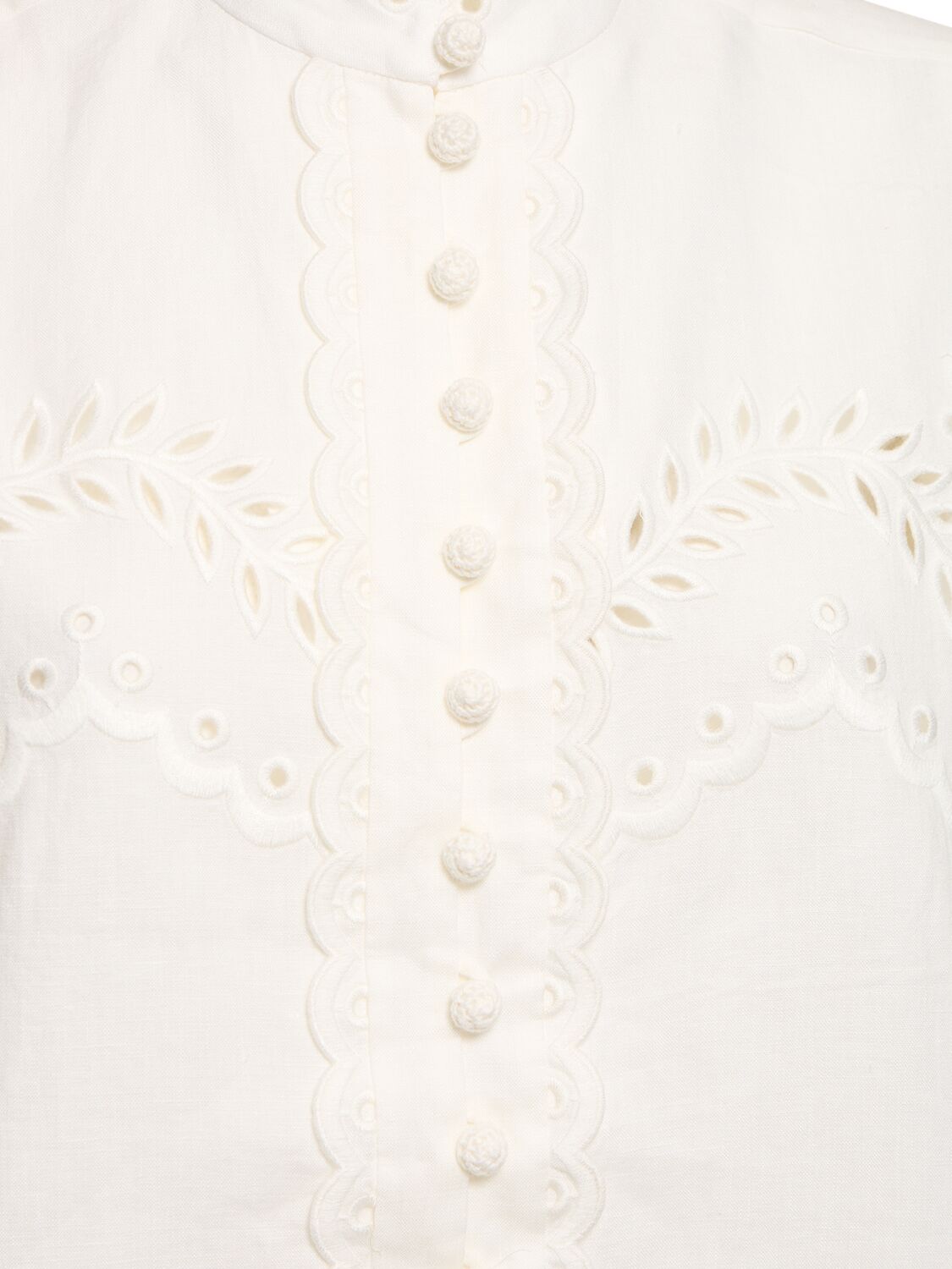 Shop Zimmermann Junie Embroidered Cotton Shirt In Ivory