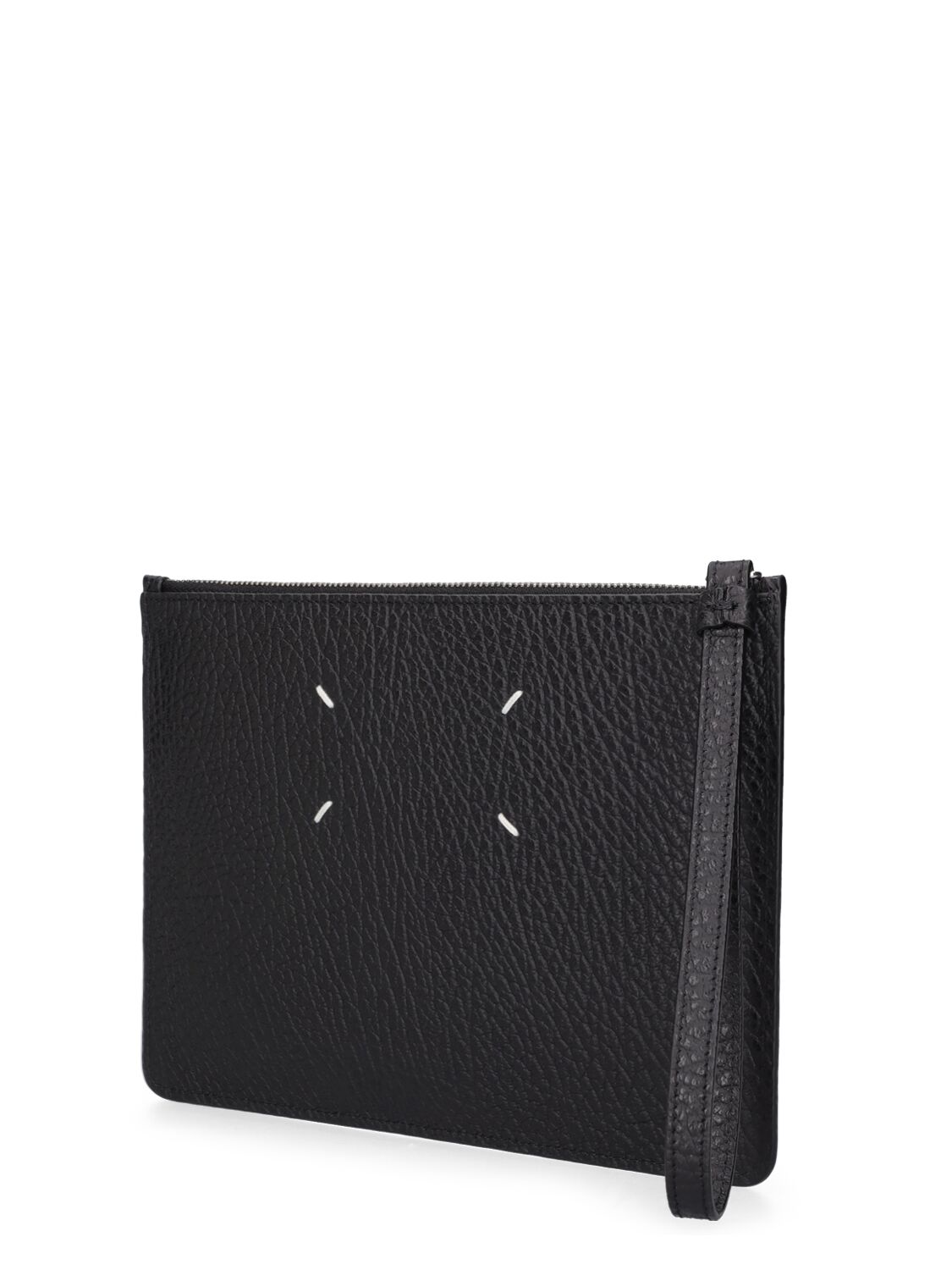Shop Maison Margiela Small Grained Leather Pouch In Black