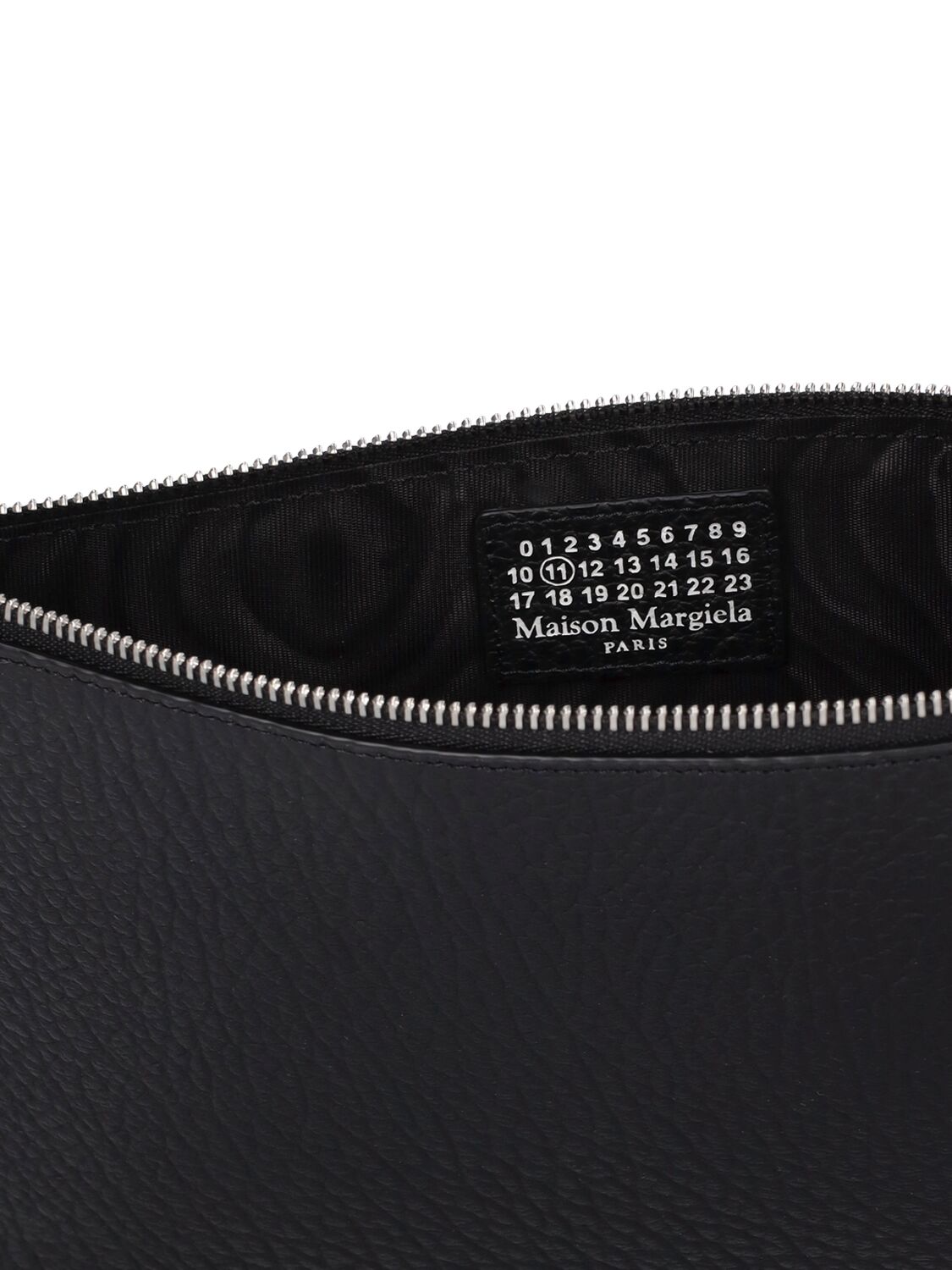 Shop Maison Margiela Small Grained Leather Pouch In Black