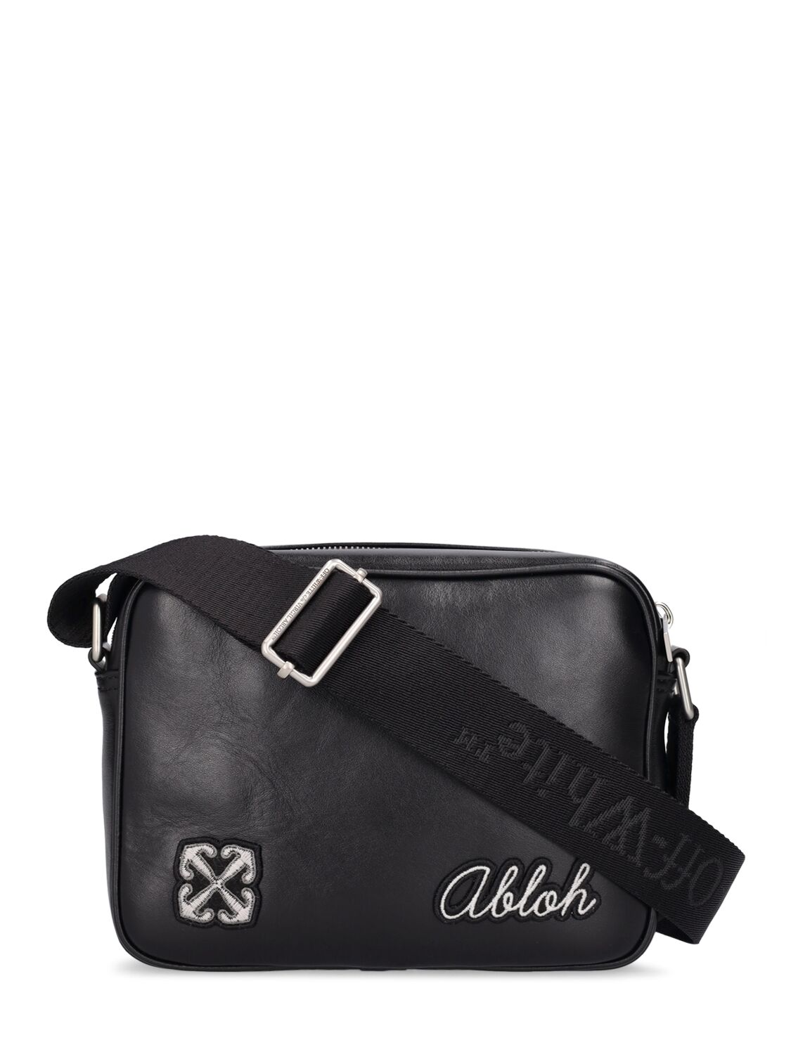Shop Off-white Camera Bag Varsity Leather Crossbody Bag In Black