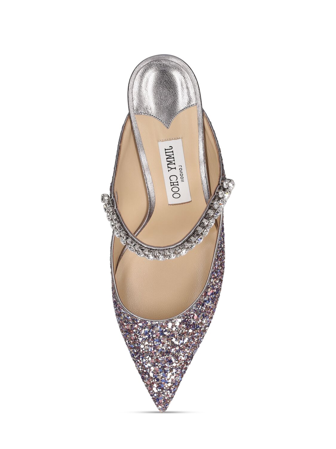 Shop Jimmy Choo 65mm Bing Glittered Fabric Mules In Multicolor