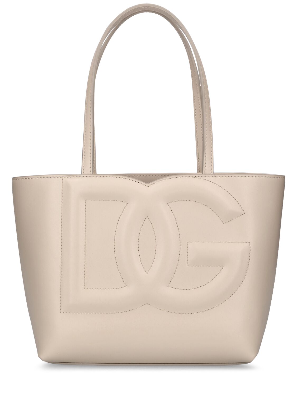 Dolce & Gabbana Dg Logo小号皮革托特包 In Ivory
