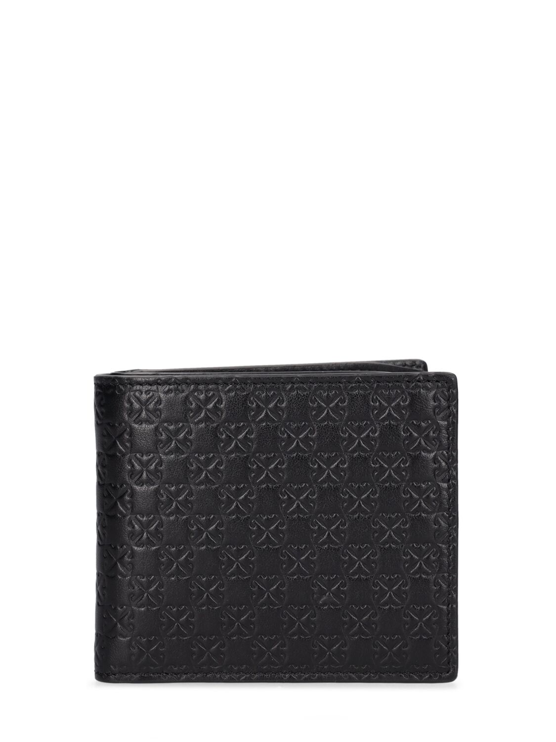 Off-white Monogram Leather Bifold Wallet In Black
