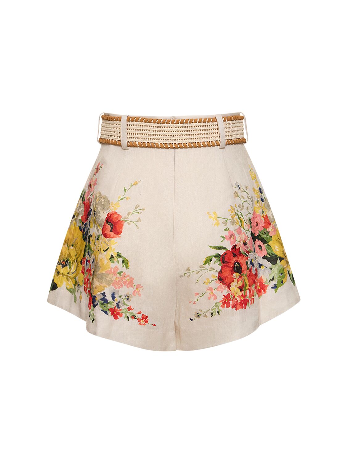 Shop Zimmermann Alight Tuck Linen Shorts In Multicolor