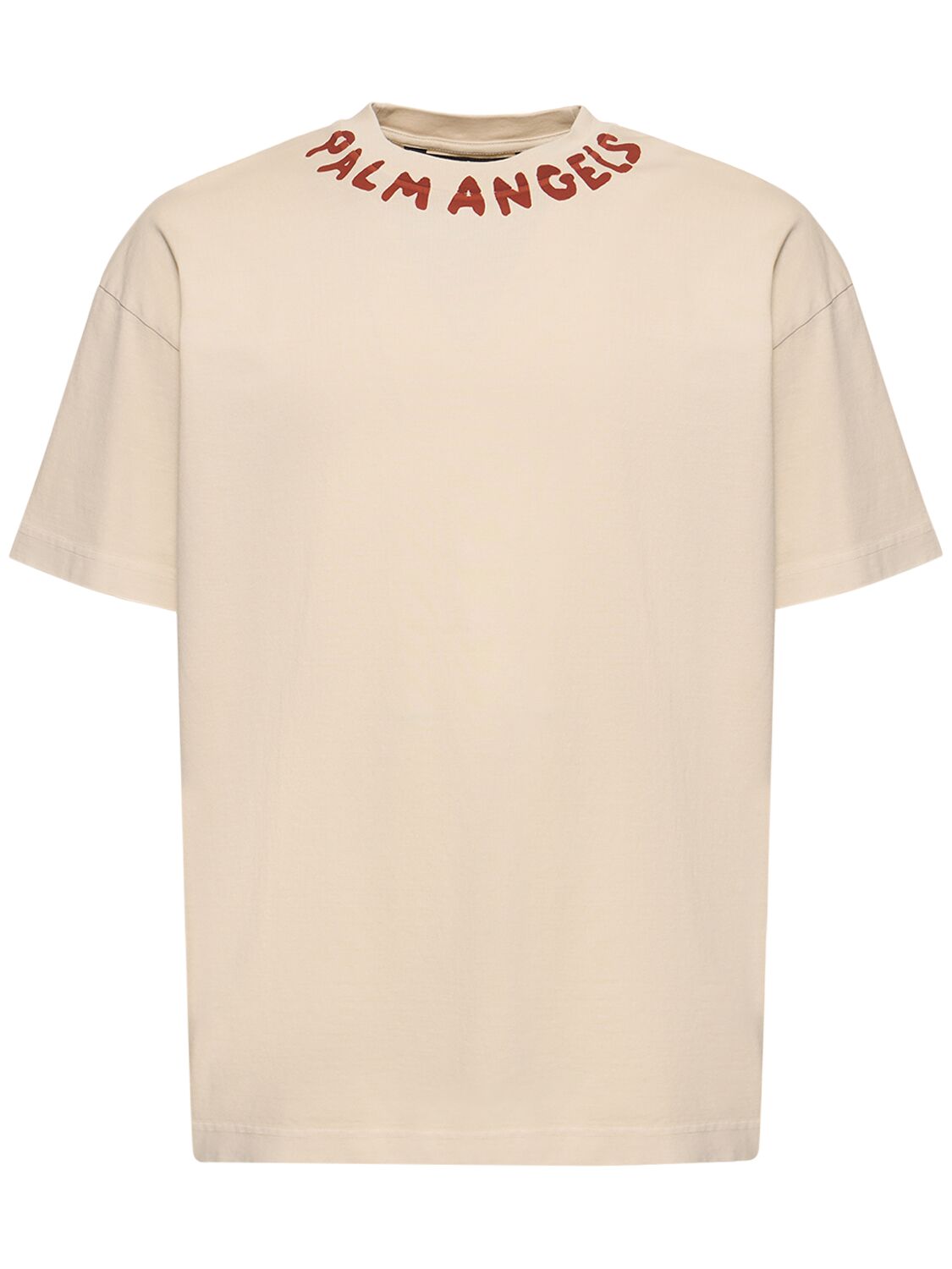 Palm Angels Seasonal Logo Cotton T-shirt In Off-white