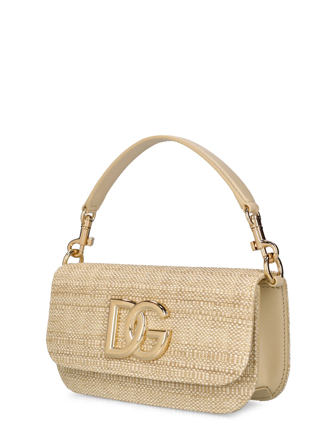Shop Dolce & Gabbana 3.5 Raffia Top Handle Bag In Sand