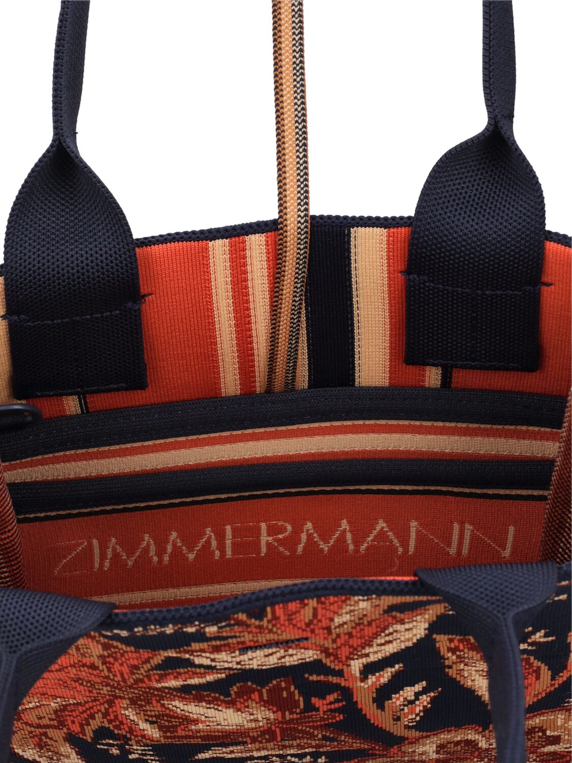 Shop Zimmermann Small Jacquard Tote Bag In Dark Navy Flora