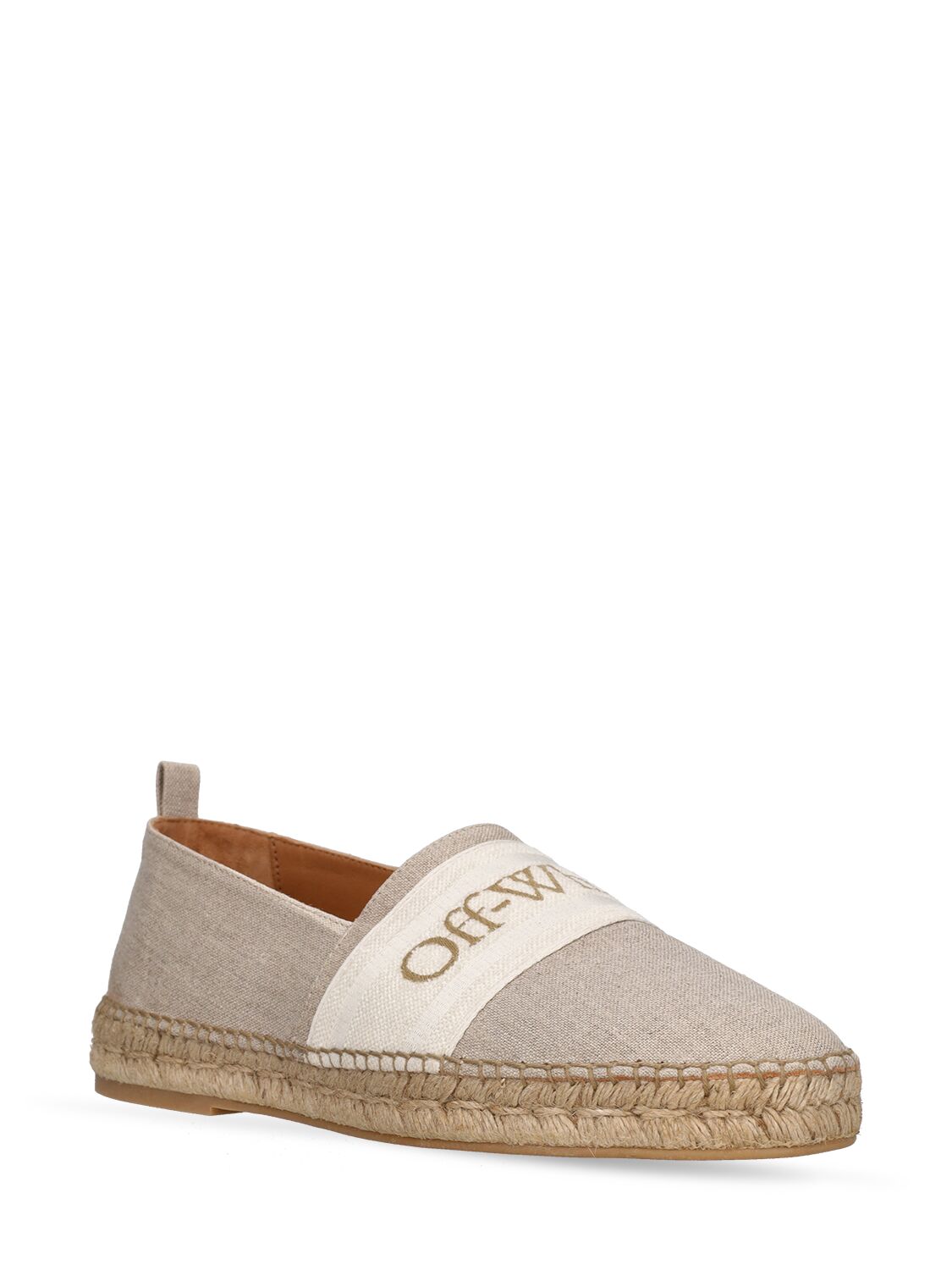 Shop Off-white Bookish Linen & Cotton Espadrilles In Beige