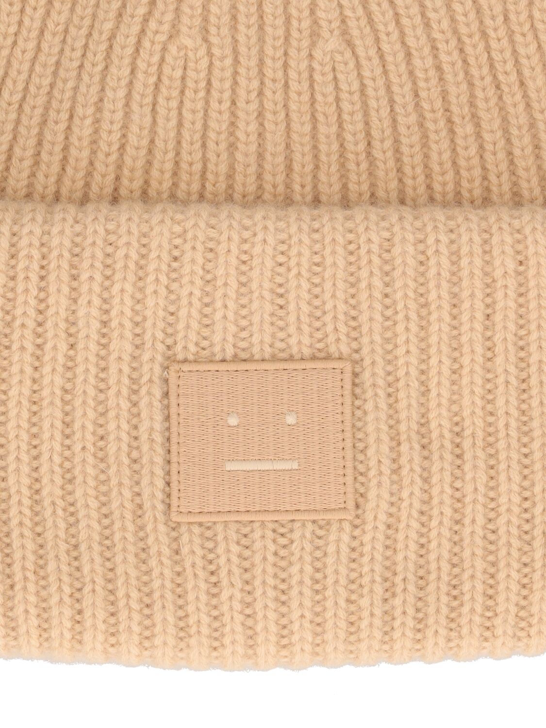 Shop Acne Studios Pansy Face Wool Beanie In Biscuit Beige