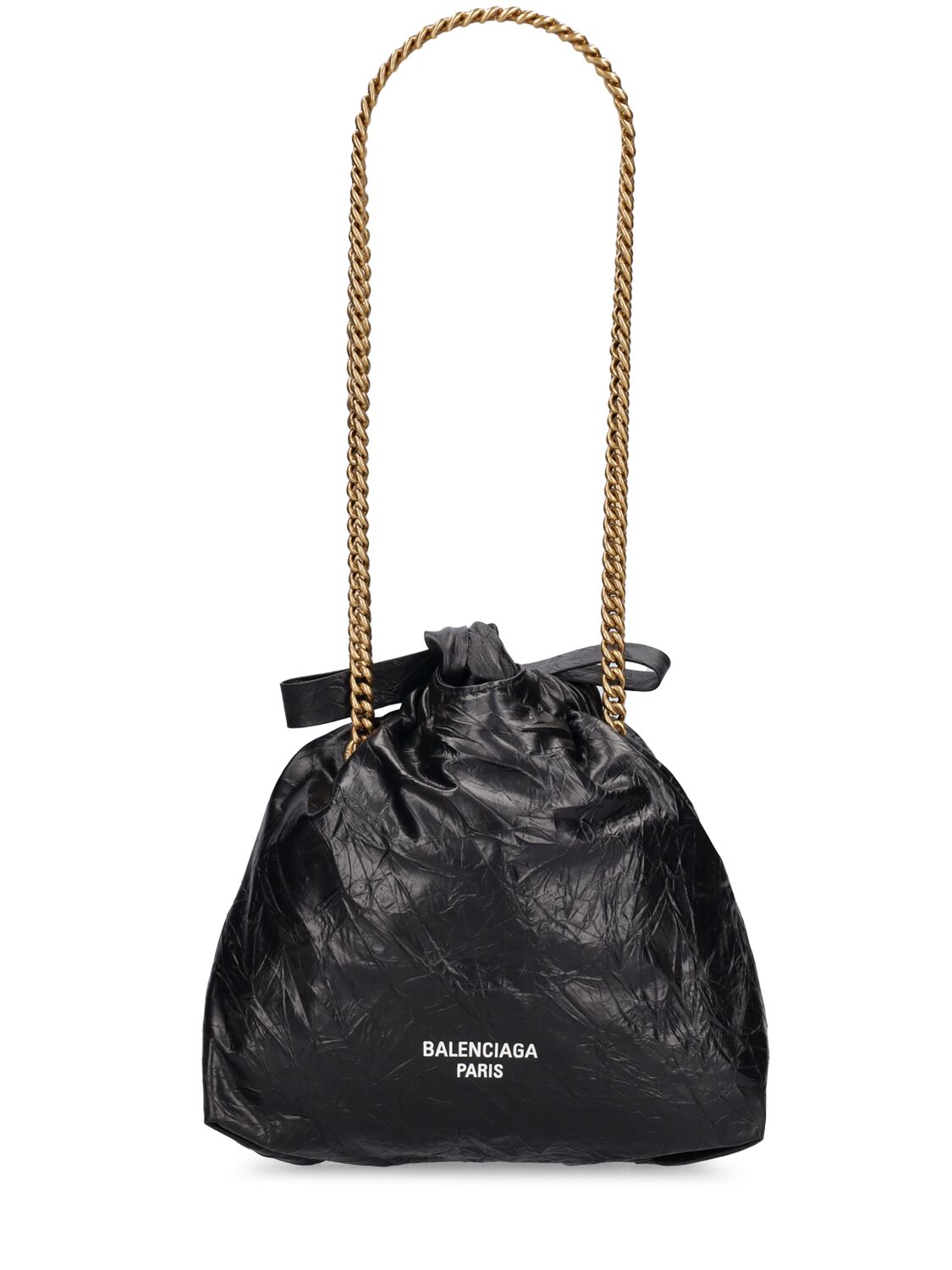 Balenciaga Xs Crush Leather Tote Bag In Black