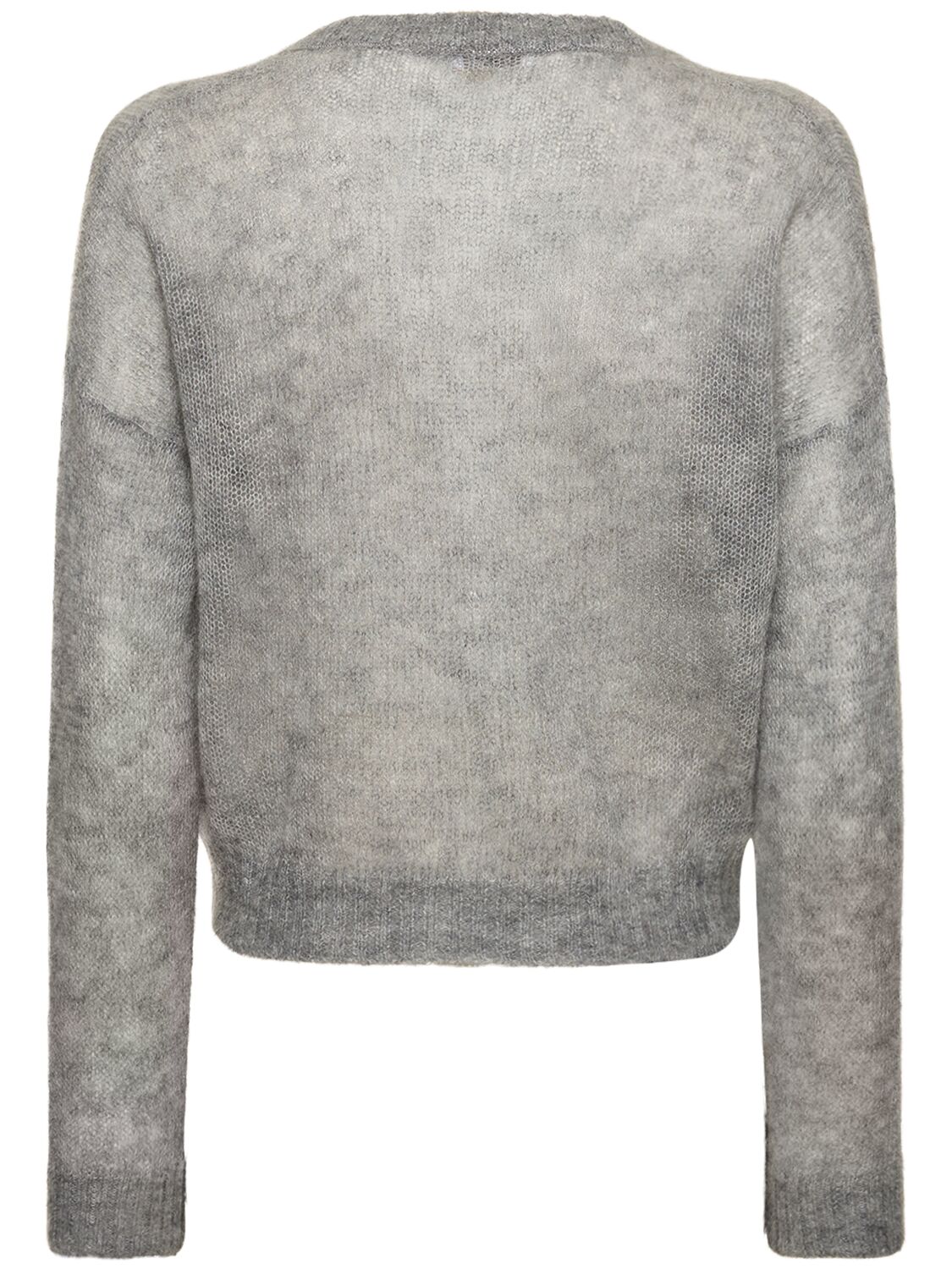 Shop Brunello Cucinelli Mohair Blend Knit Cardigan In Grey