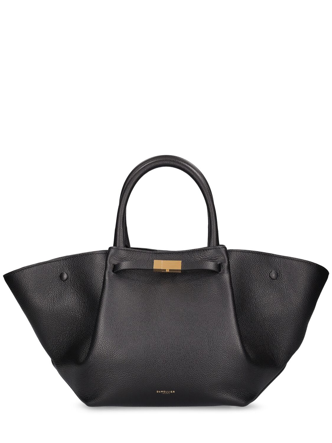 Demellier Midi New York Grain Leather Tote Bag In Black