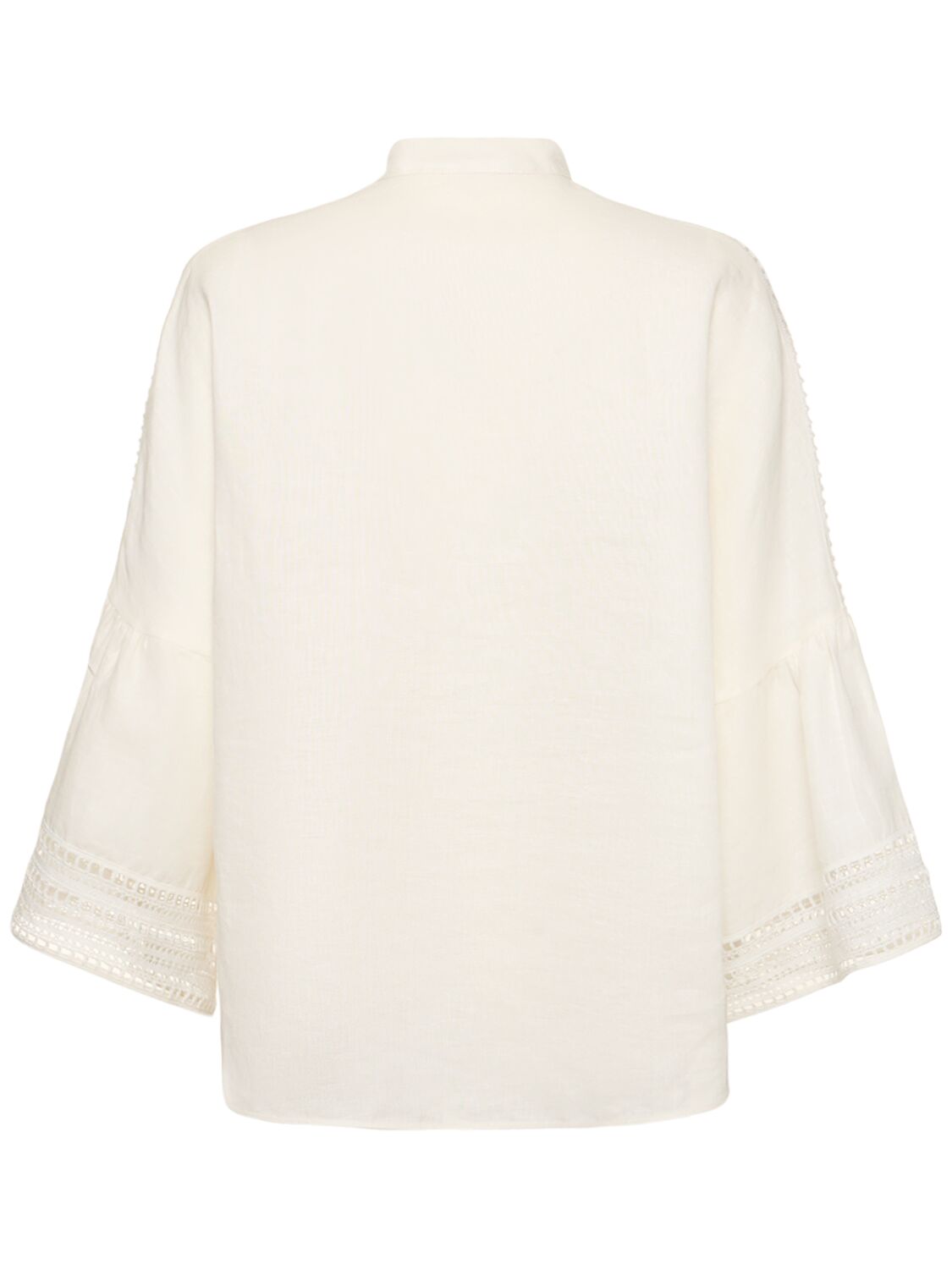 Shop Ermanno Scervino Linen Long Sleeve Blouse Shirt In White