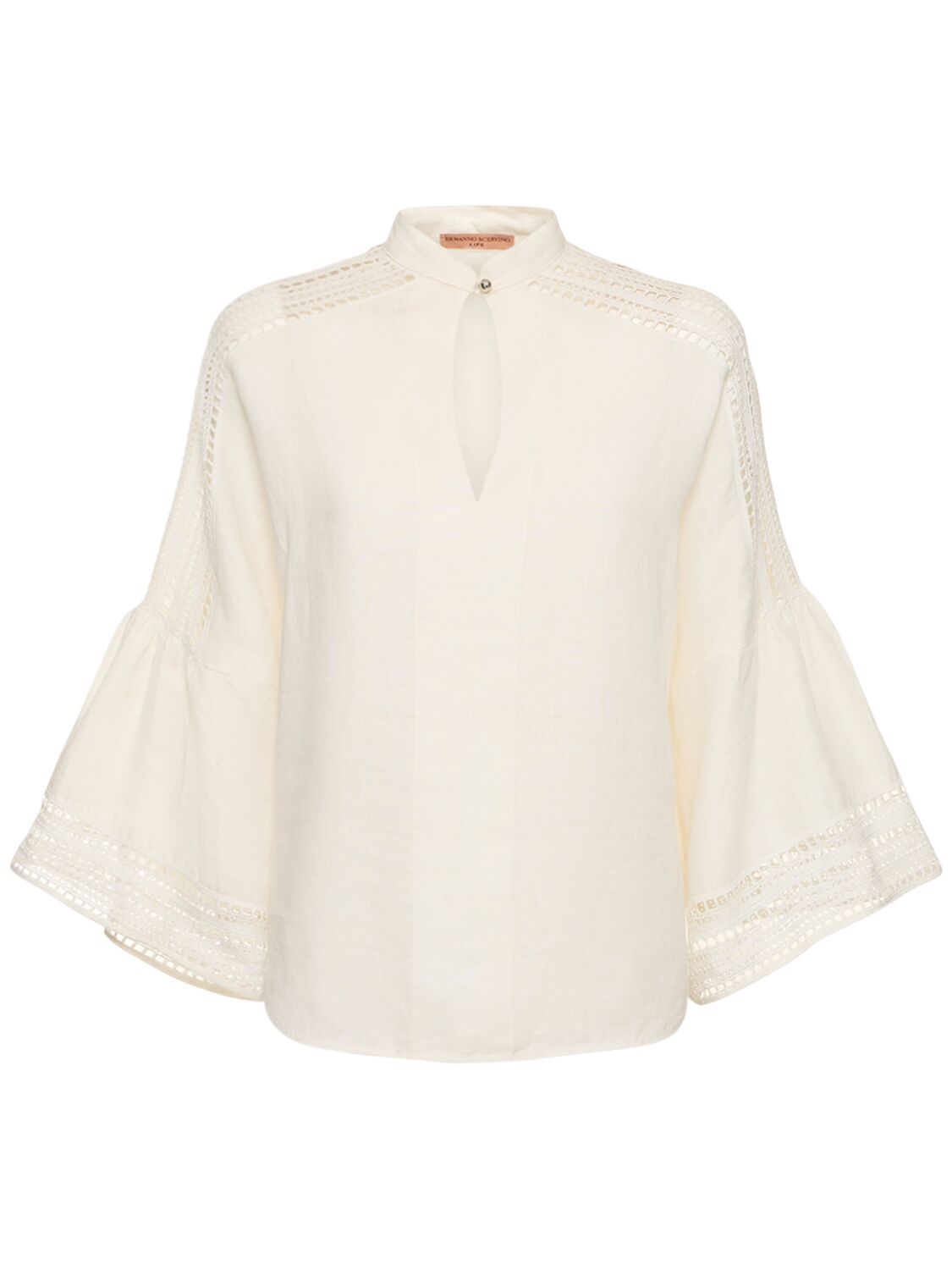 Ermanno Scervino Linen Long Sleeve Blouse Shirt In White