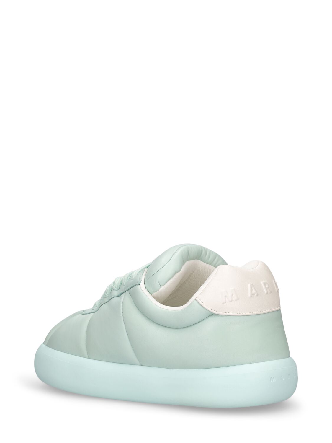 Shop Marni Puffy Soft Leather Low Top Sneakers In Ice