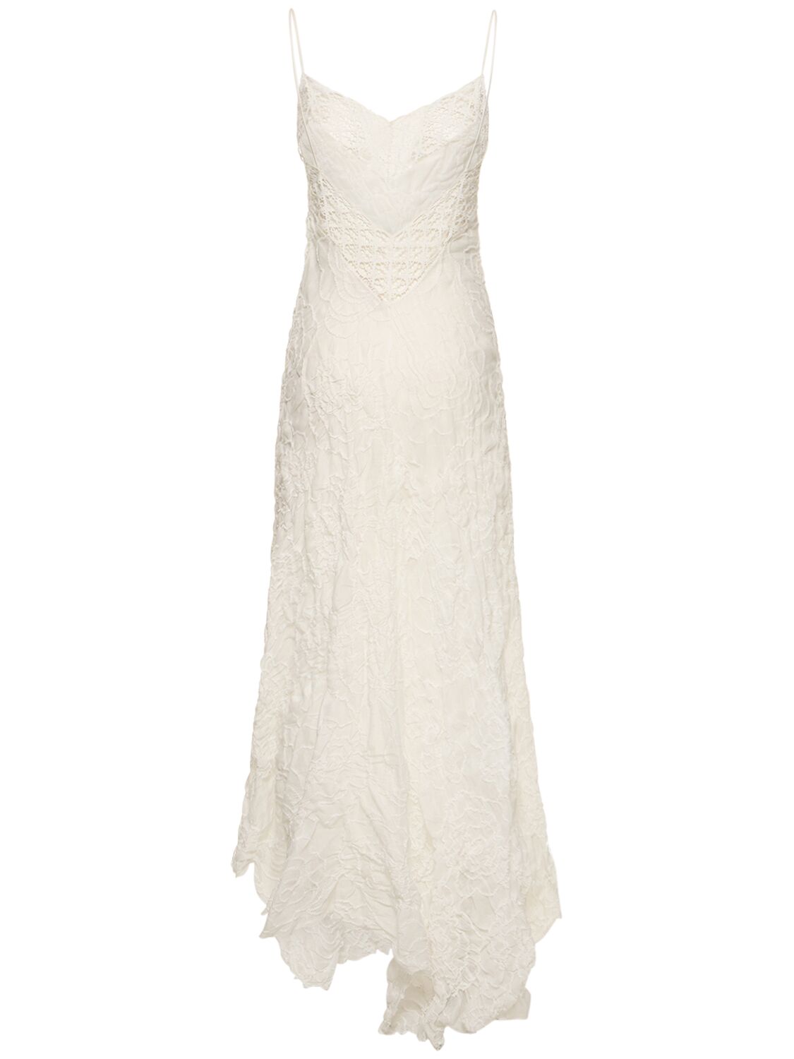 Shop Ermanno Scervino Ramie Embroidered Long Dress In White