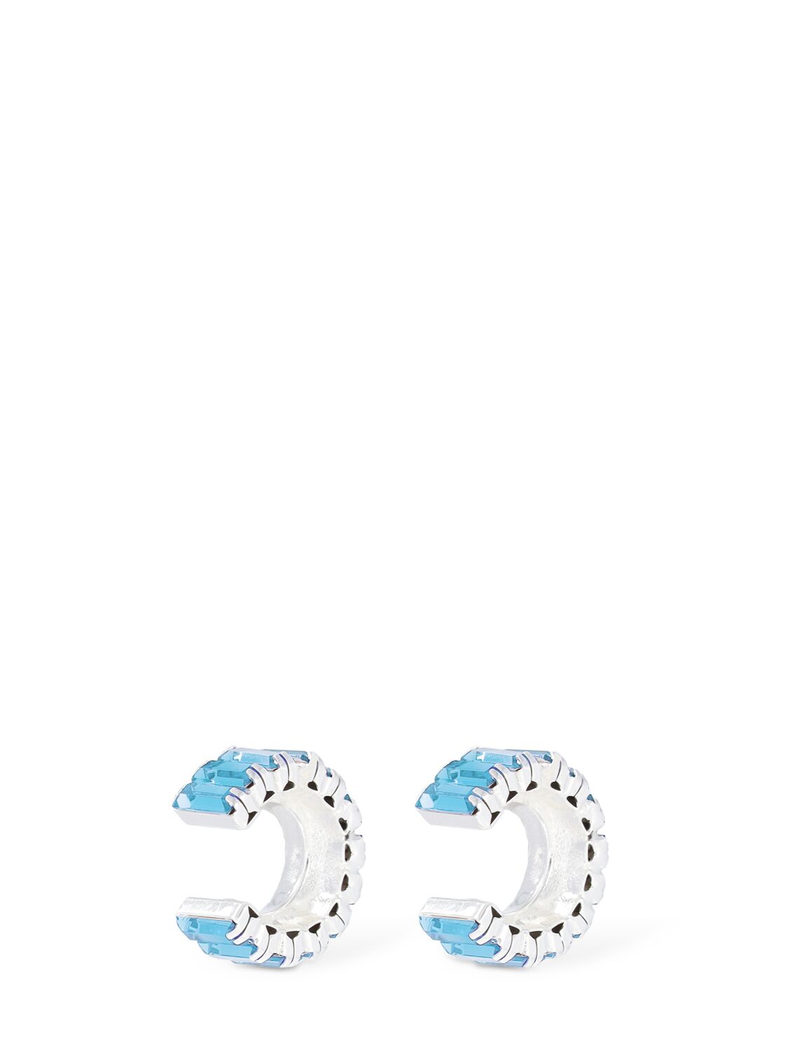 Shop Magda Butrym Set Of 2 Crystal Baguette Ear Cuffs In Light Blue