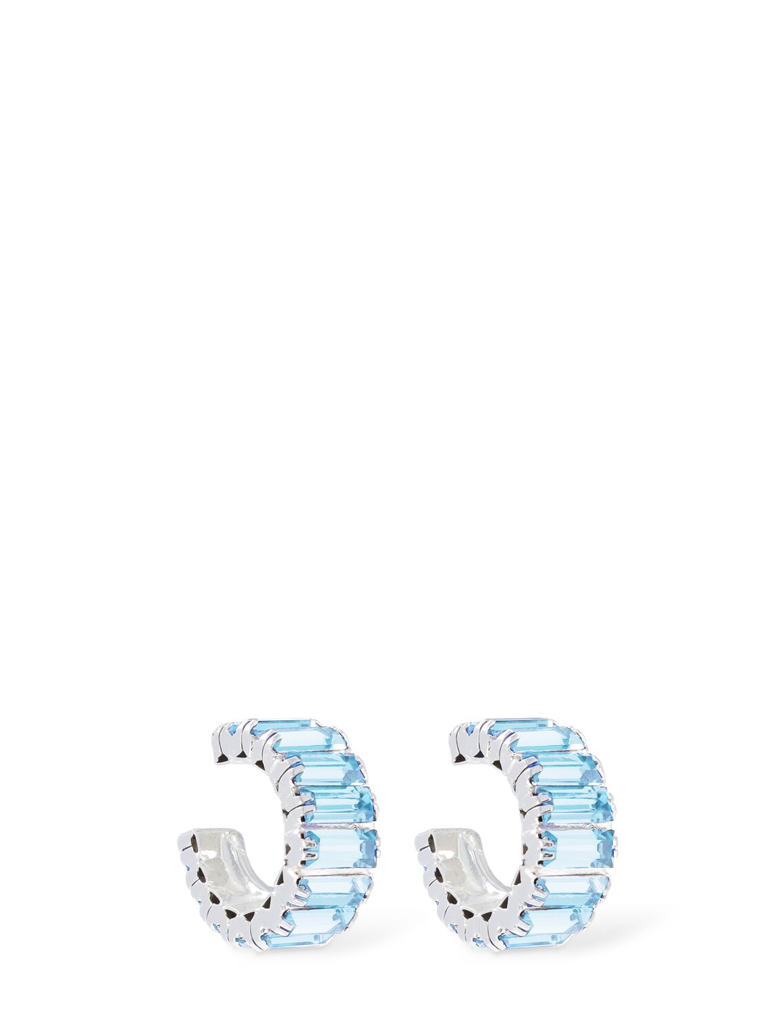 Magda Butrym Set Of 2 Crystal Baguette Ear Cuffs In Light Blue