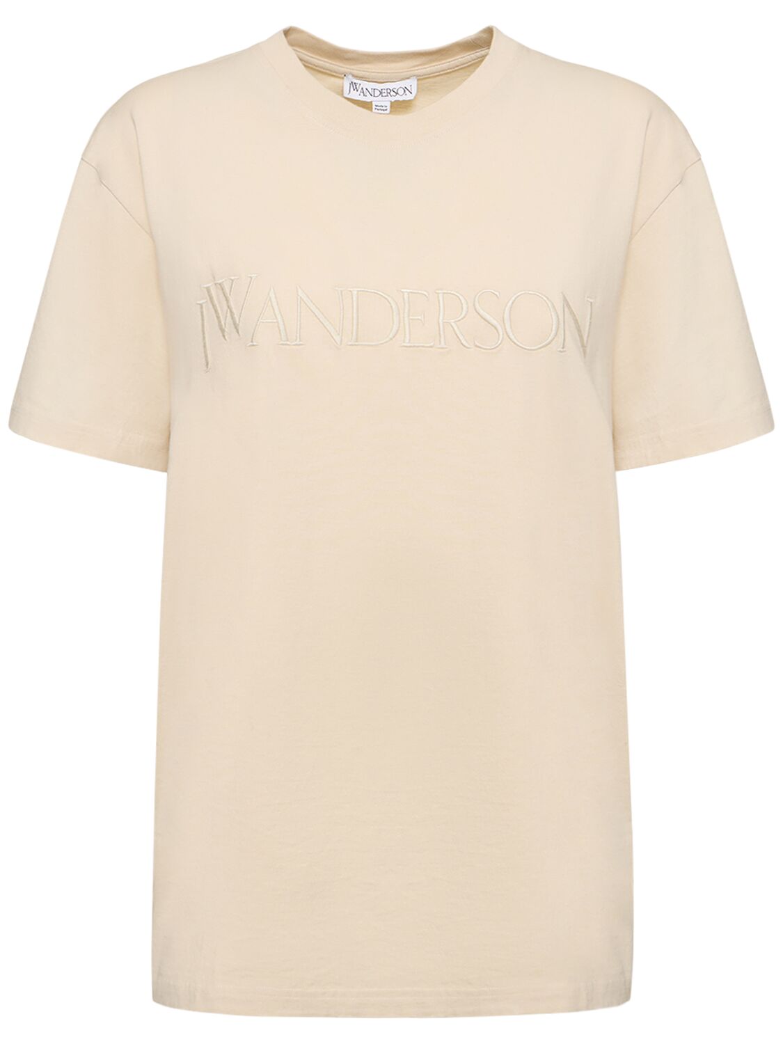 Jw Anderson Embroidered Logo Jersey T-shirt In Beige