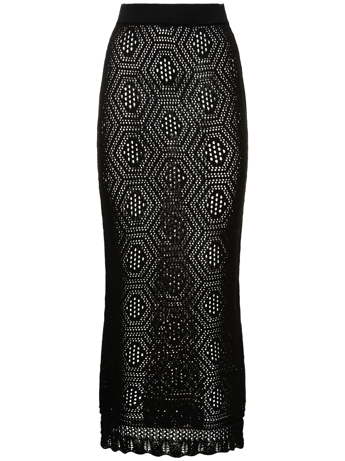 Posse Willa Crocheted Cotton-blend Maxi Skirt In Black