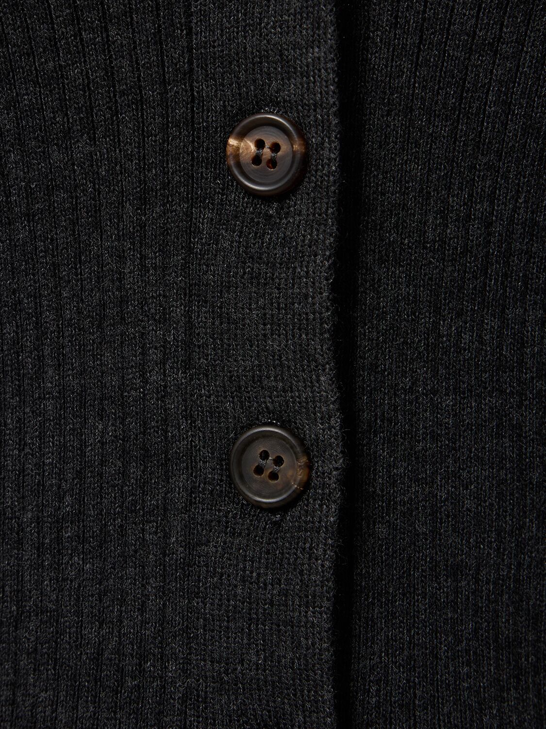 Shop Brunello Cucinelli Embellished Rib Knit Cardigan In Dark Grey