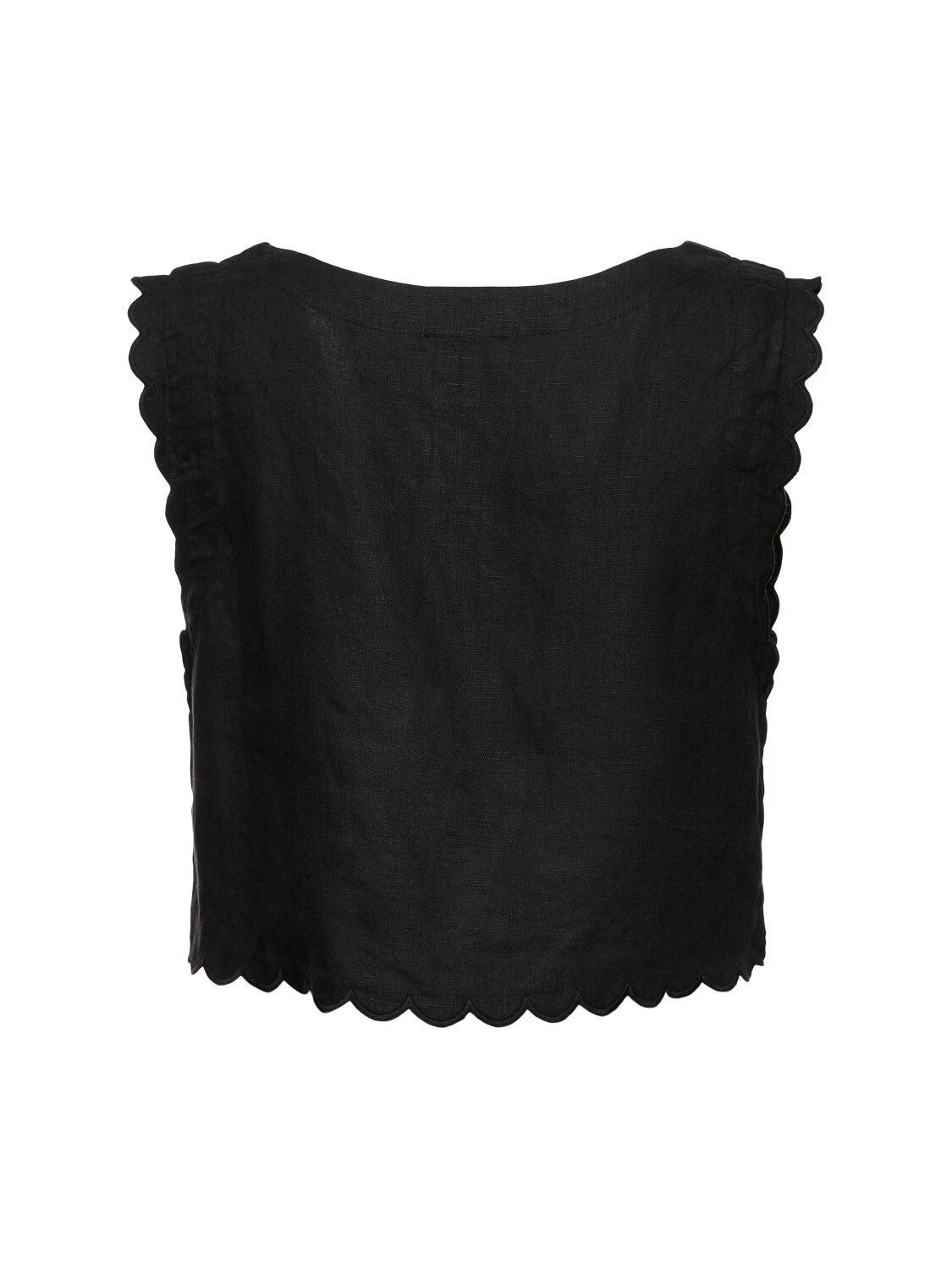 Shop Posse Zayla Linen Crop Top In Black