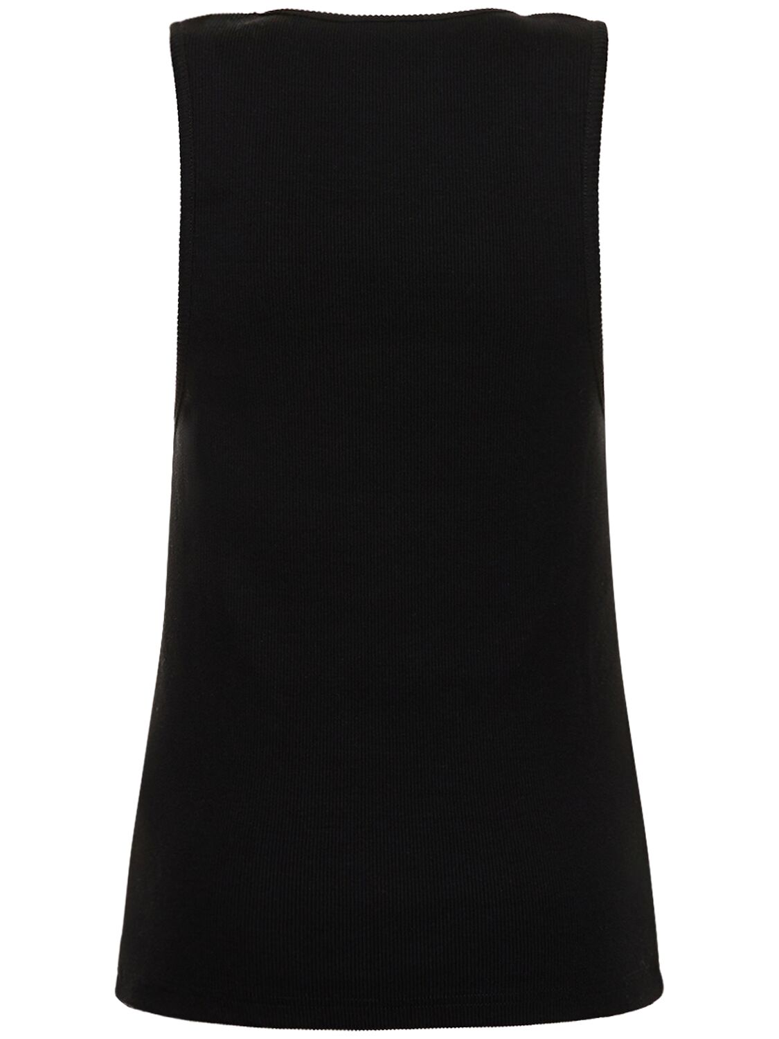 Shop Jw Anderson Logo Embroidered Ribbed Jersey Top In Black
