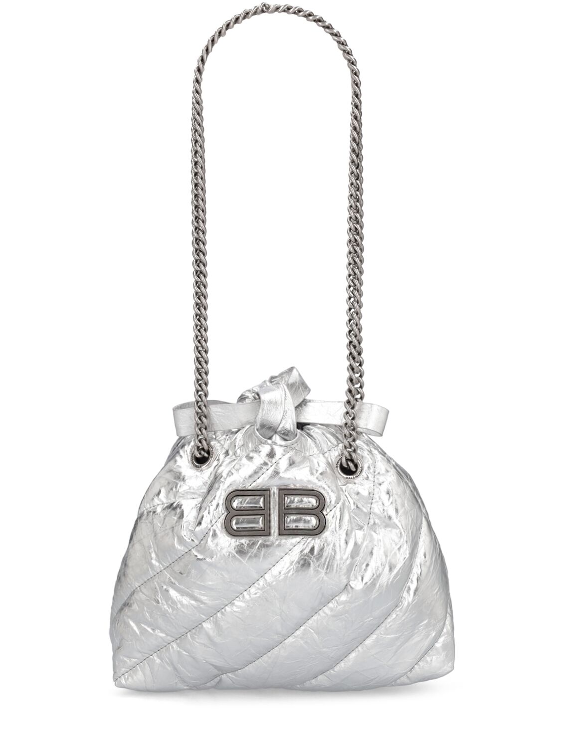 Balenciaga Xs Crush绗缝皮革托特包 In Silver
