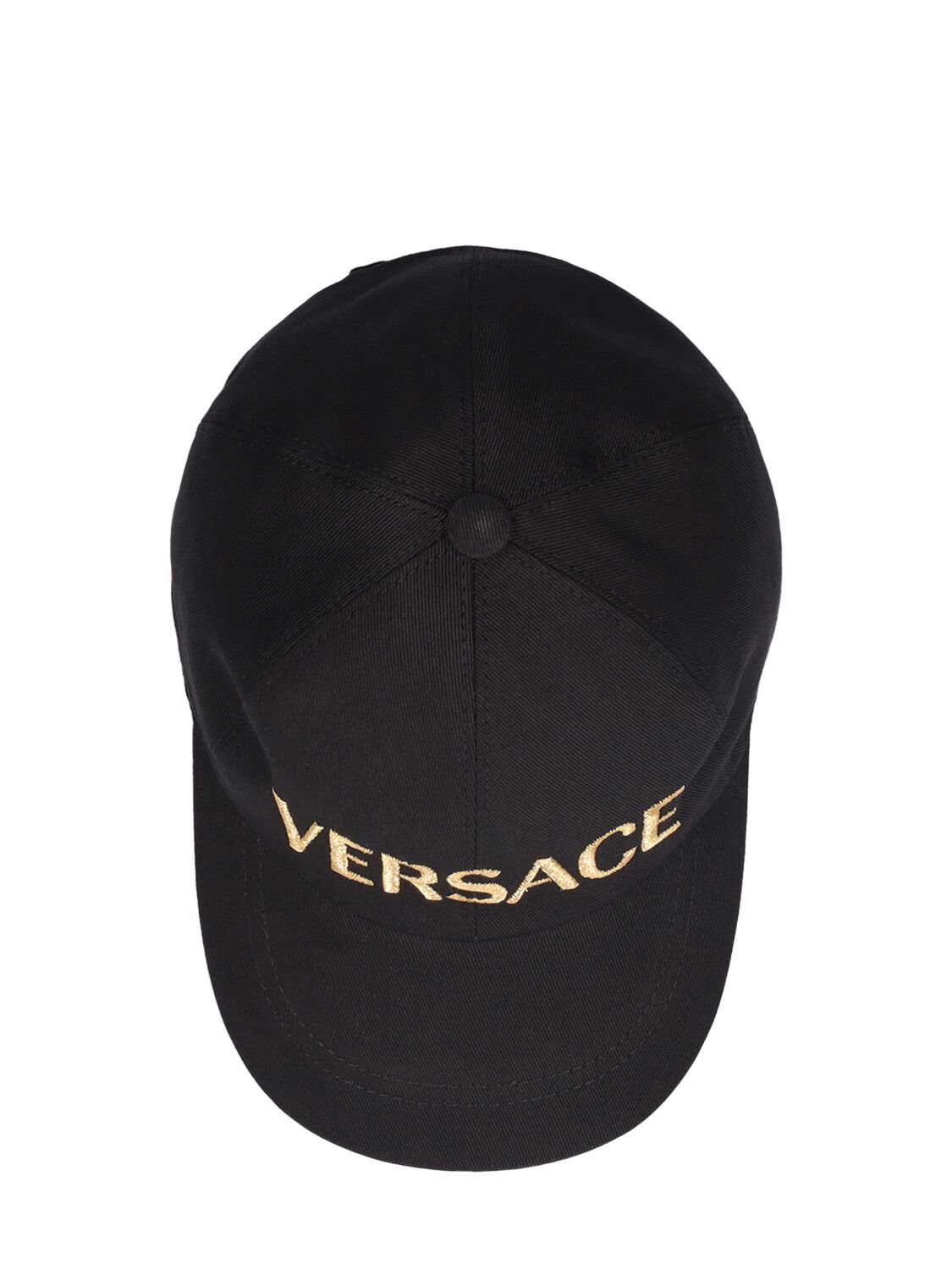 Shop Versace Embroidered Cotton Drill Baseball Hat In Black,gold