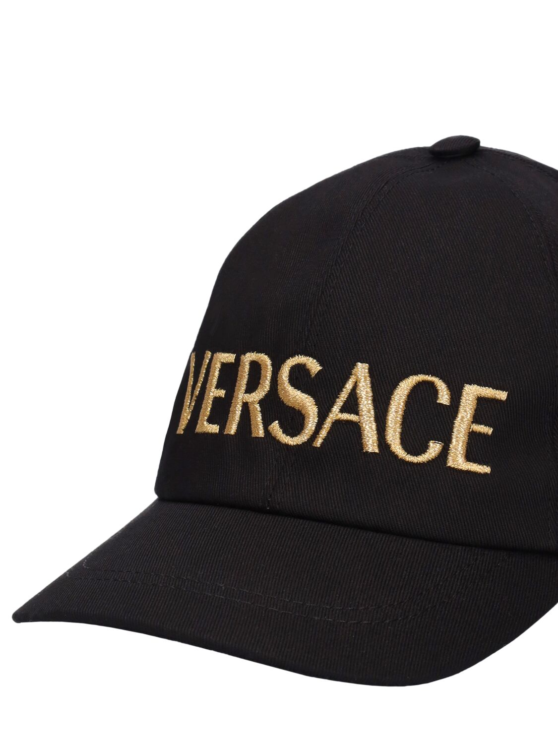 Shop Versace Embroidered Cotton Drill Baseball Hat In Black,gold