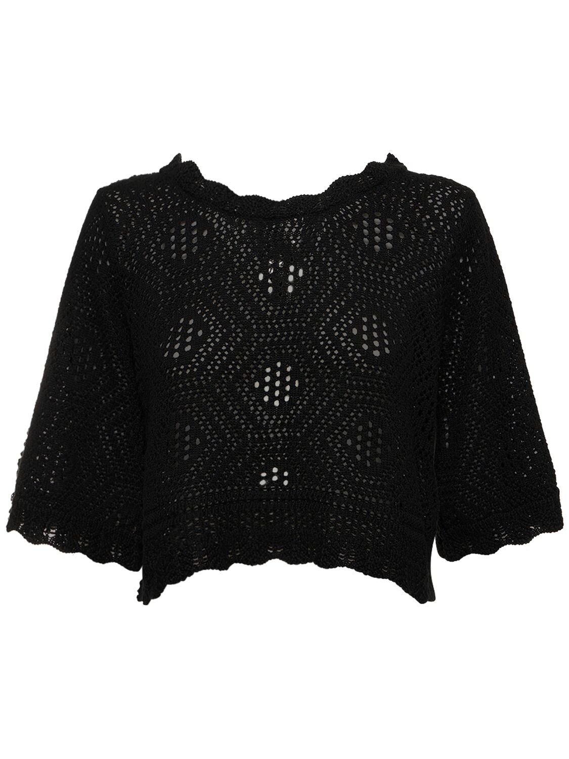 Image of Willa Knit Cotton Blend Crop Top