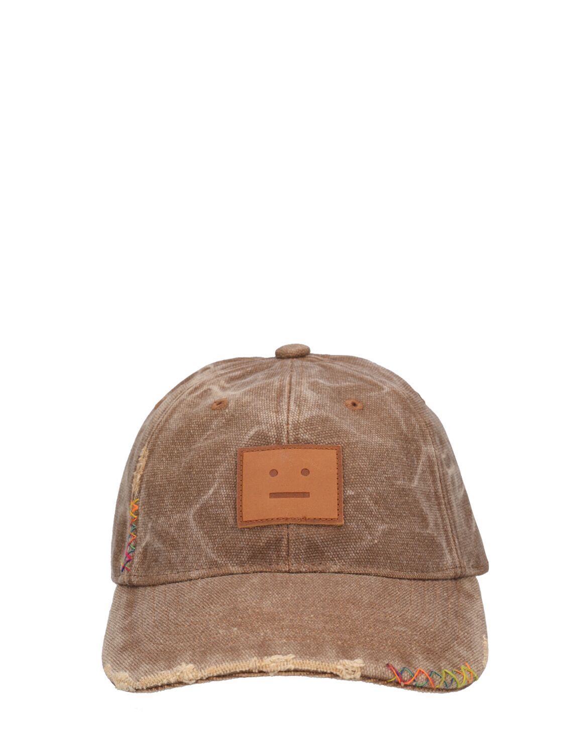 Acne Studios Cunov Distressed Canvas Baseball Hat In Toffee Brown