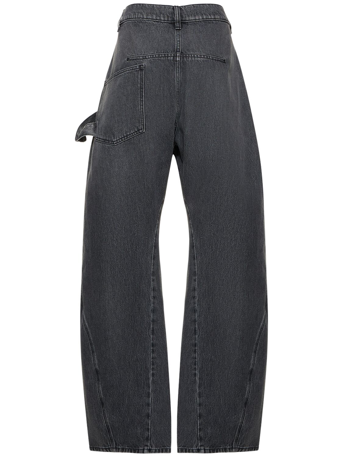 Shop Jw Anderson Embroidered Pocket Denim Cargo Jeans In Grey
