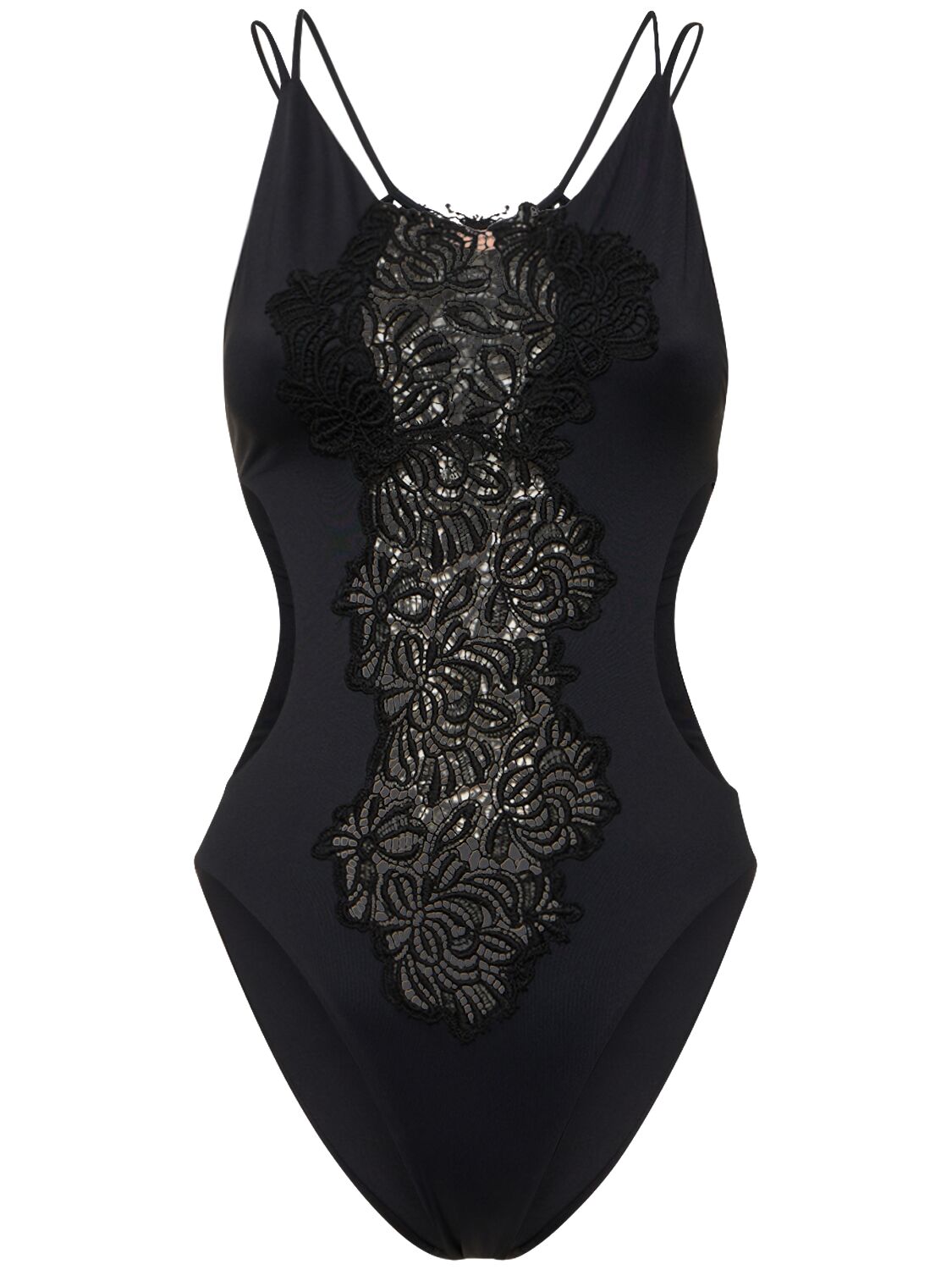 Ermanno Scervino Lycra Macramé Cutout Onepiece Swimsuit In Black