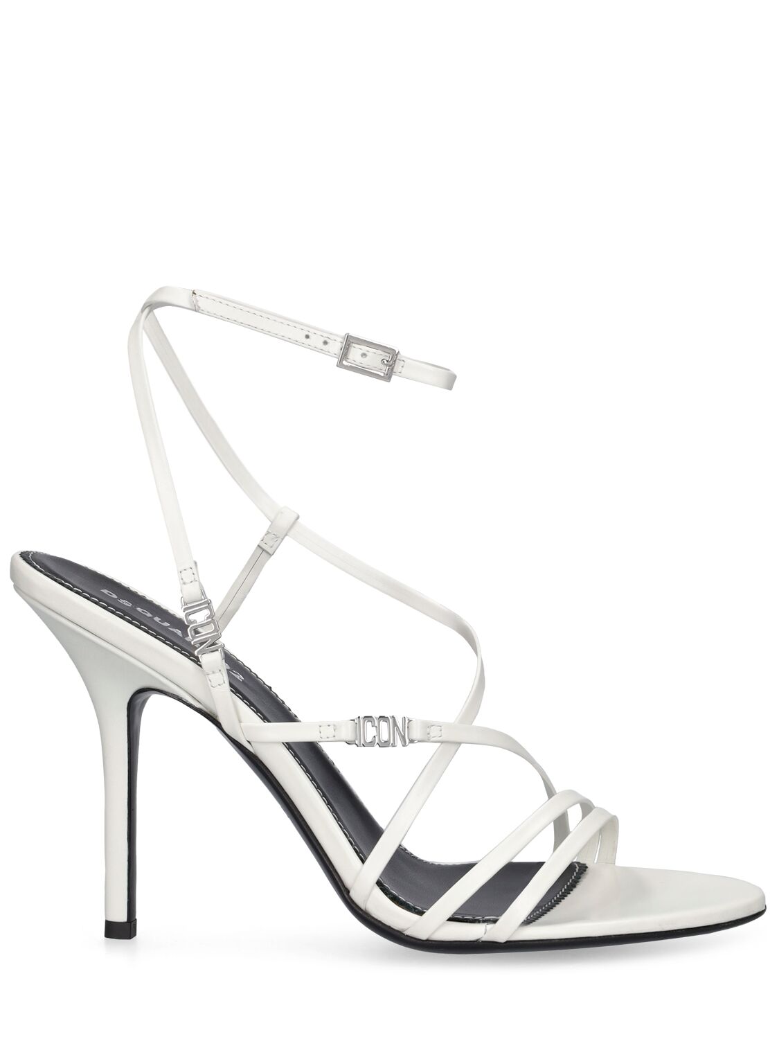 Dsquared2 100mm Icon Clubbing Leather Sandals In White