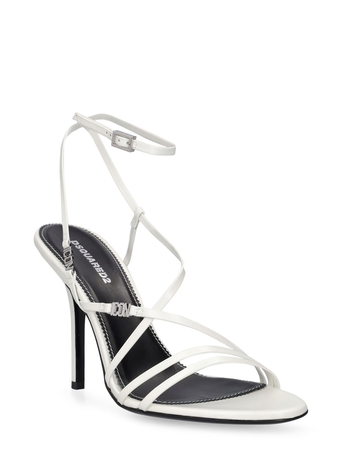Shop Dsquared2 100mm Icon Clubbing Leather Sandals In White