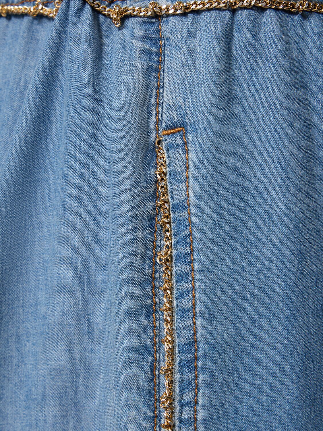 Shop Ermanno Scervino Embroidered Wide Pants In Blue