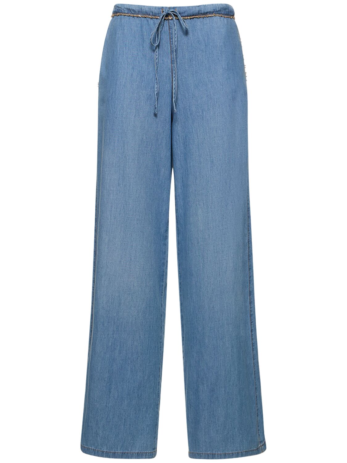 Ermanno Scervino Embroidered Wide Pants In Blue